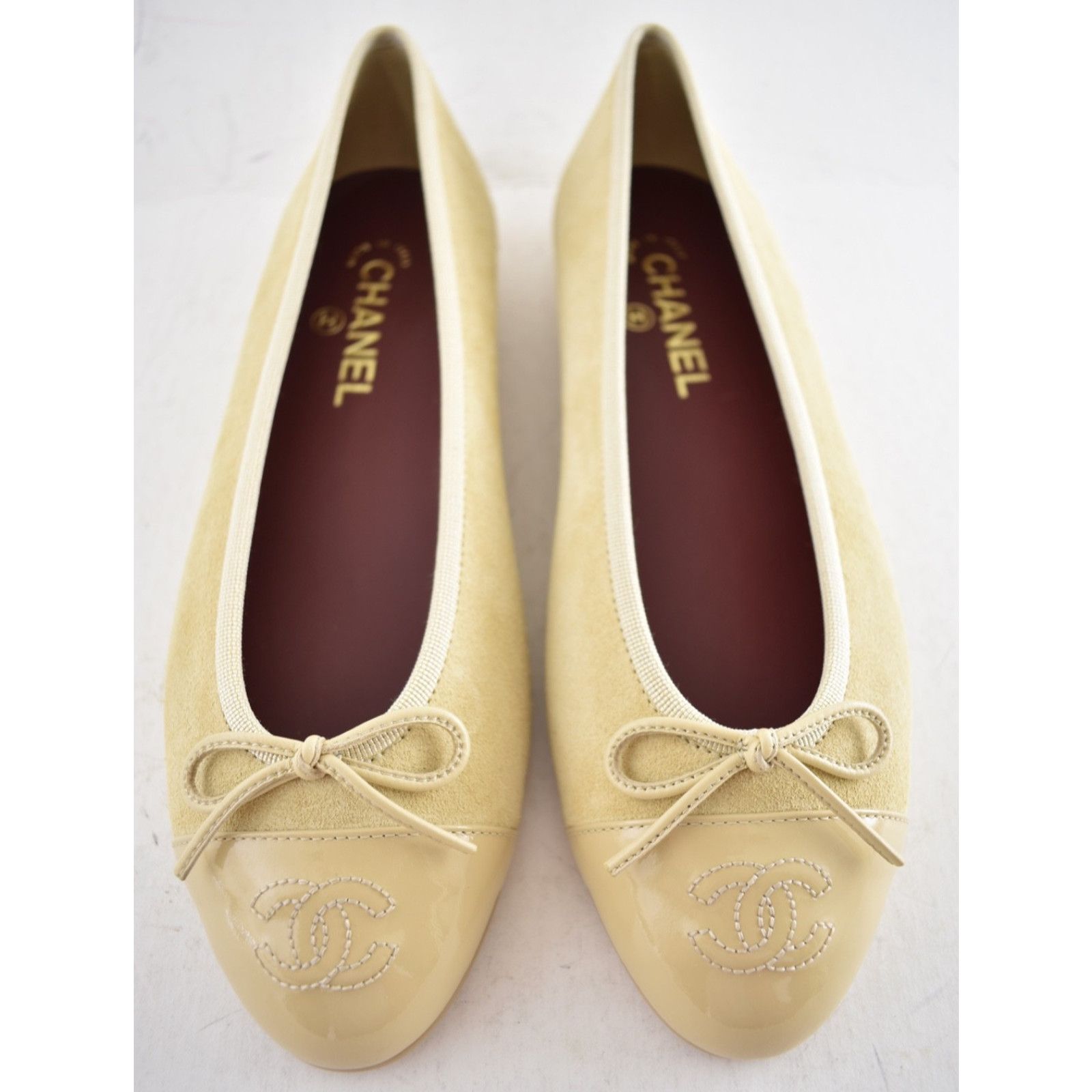 Chanel Chanel Beige Suede Patent Leather Ballet Flat 40 Size US 10 / IT 40 - 12 Thumbnail