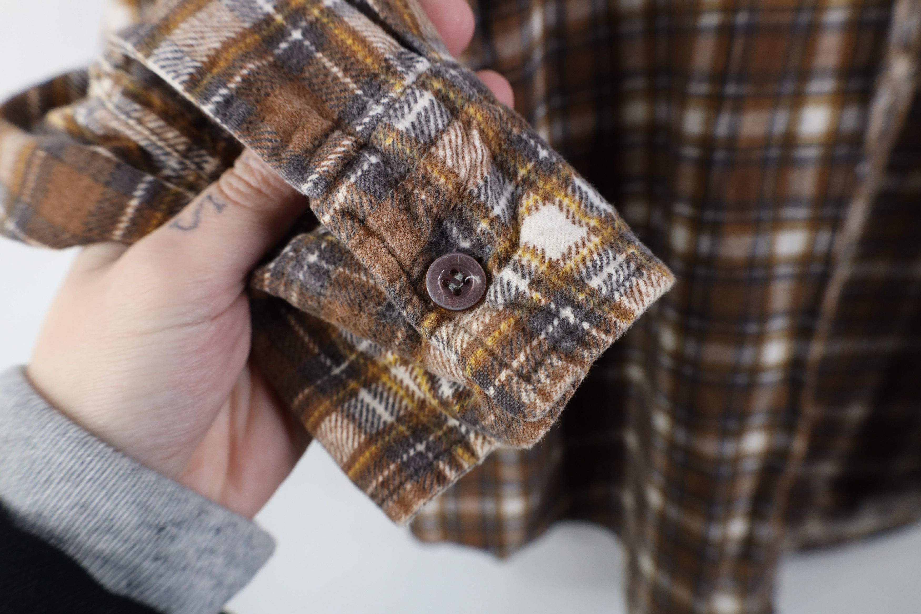 Vintage Vintage 70s Streetwear Collared Button Shirt Brown Plaid Size US XL / EU 56 / 4 - 8 Thumbnail