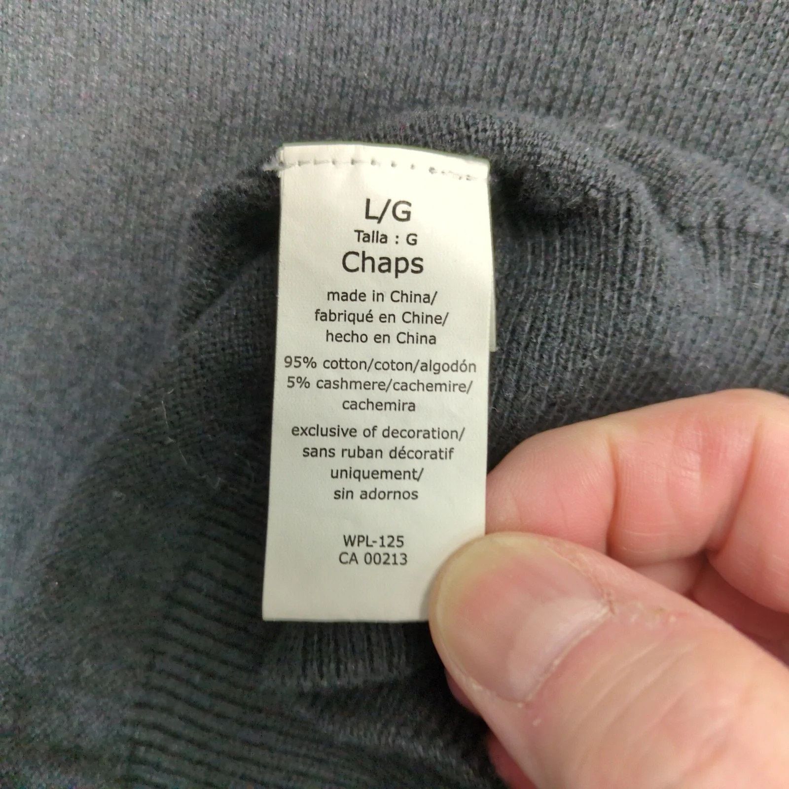 Chaps Chaps Cotton Cashmere Black V-Neck Sweater Men's L Crest Size US L / EU 52-54 / 3 - 4 Thumbnail