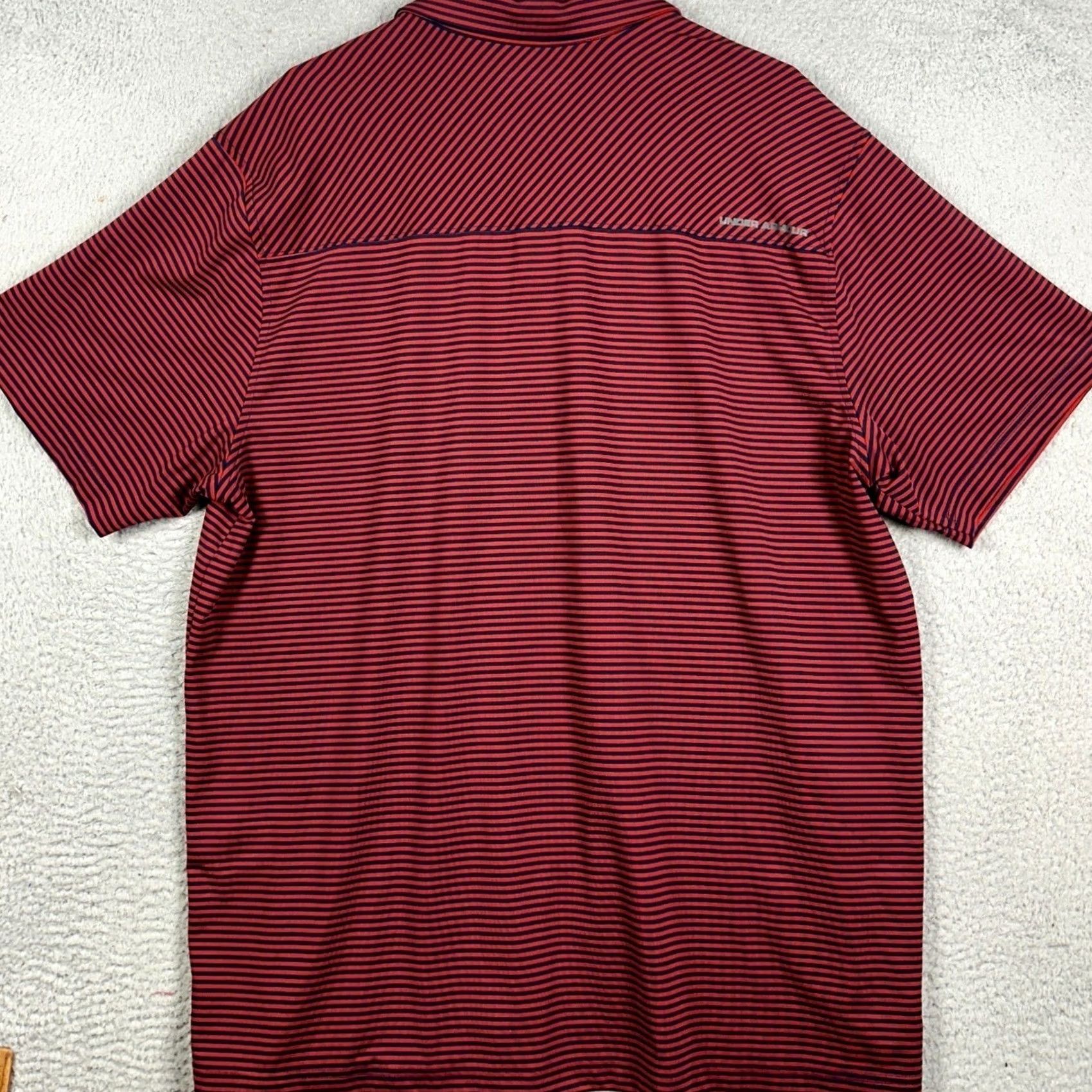 Under Armour Under Armour Polo Shirt Mens 2XL Red Navy HeatGear Golf Striped Stretch Size US XXL / EU 58 / 5 - 3 Thumbnail