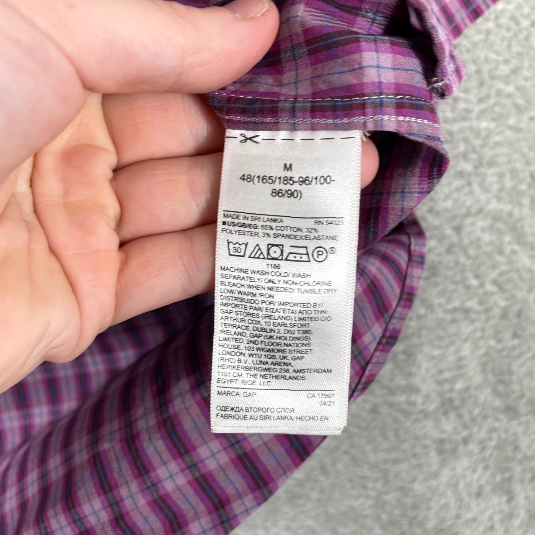 Gap Gap Shirt Mens M Purple Plaid Button-Down Size US M / EU 48-50 / 2 - 4 Thumbnail