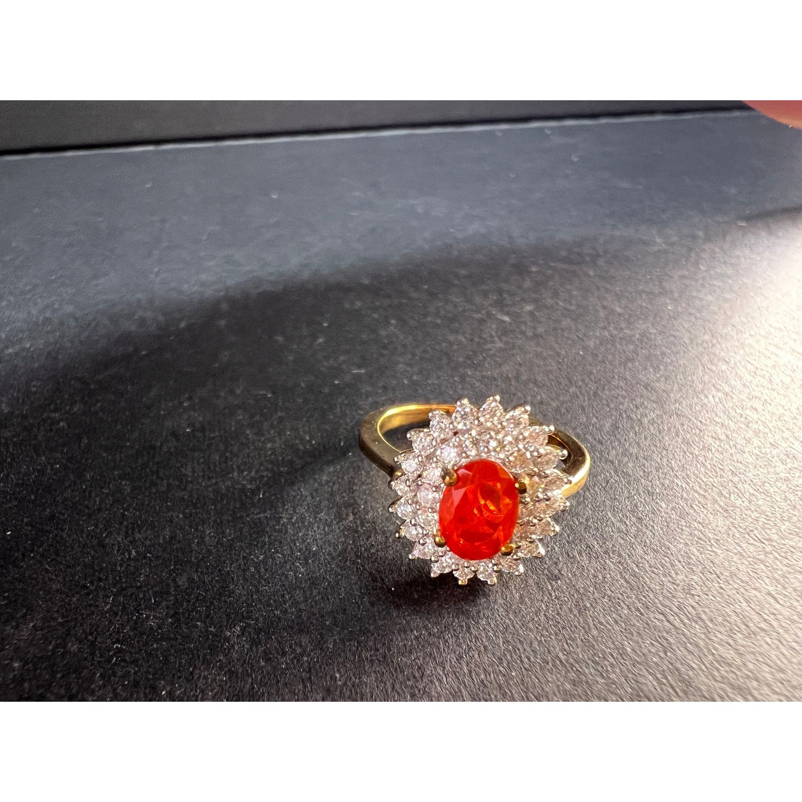Other Mexican Cherry fire opal moissanite ring in vermeil size 5 Size ONE SIZE - 7 Thumbnail