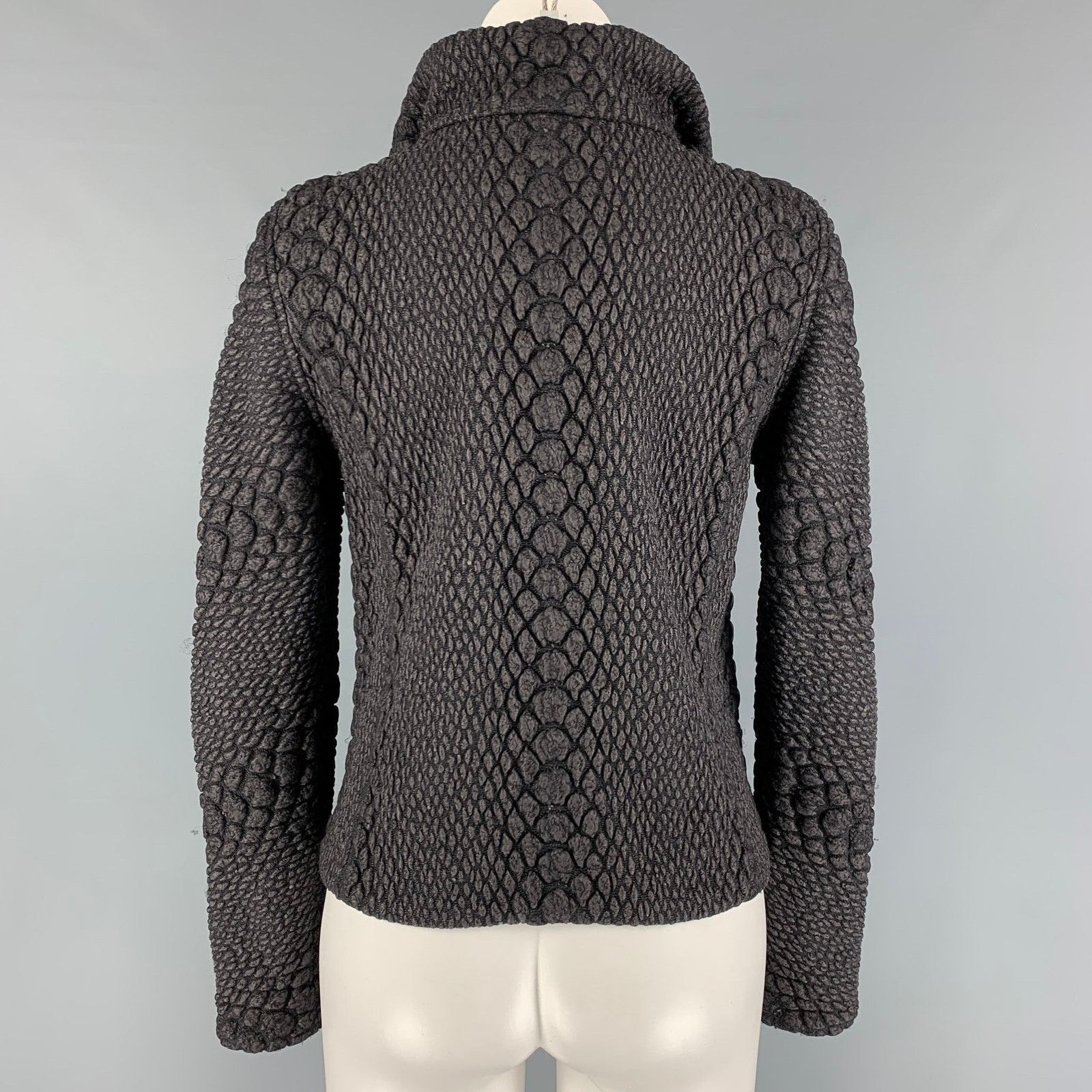 Giorgio Armani Size 4 Charcoal Grey Wool Blend Textured Jacket Size S / US 4 / IT 40 - 3 Thumbnail