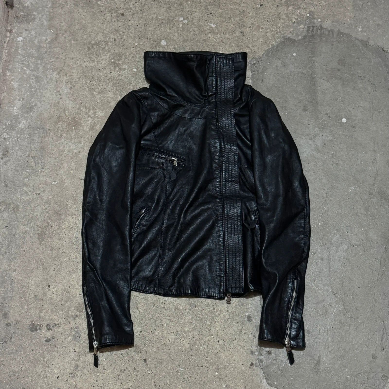 Other Rick owens style high neck leather jacket Size S / US 4 / IT 40 - 1 Thumbnail