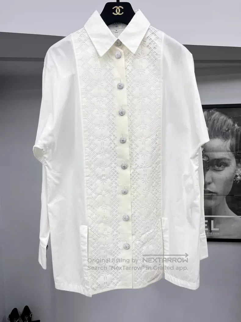 Chanel Chanel White stitched hollow shirt Size XXS / US 00 / IT 34 - 1 Thumbnail