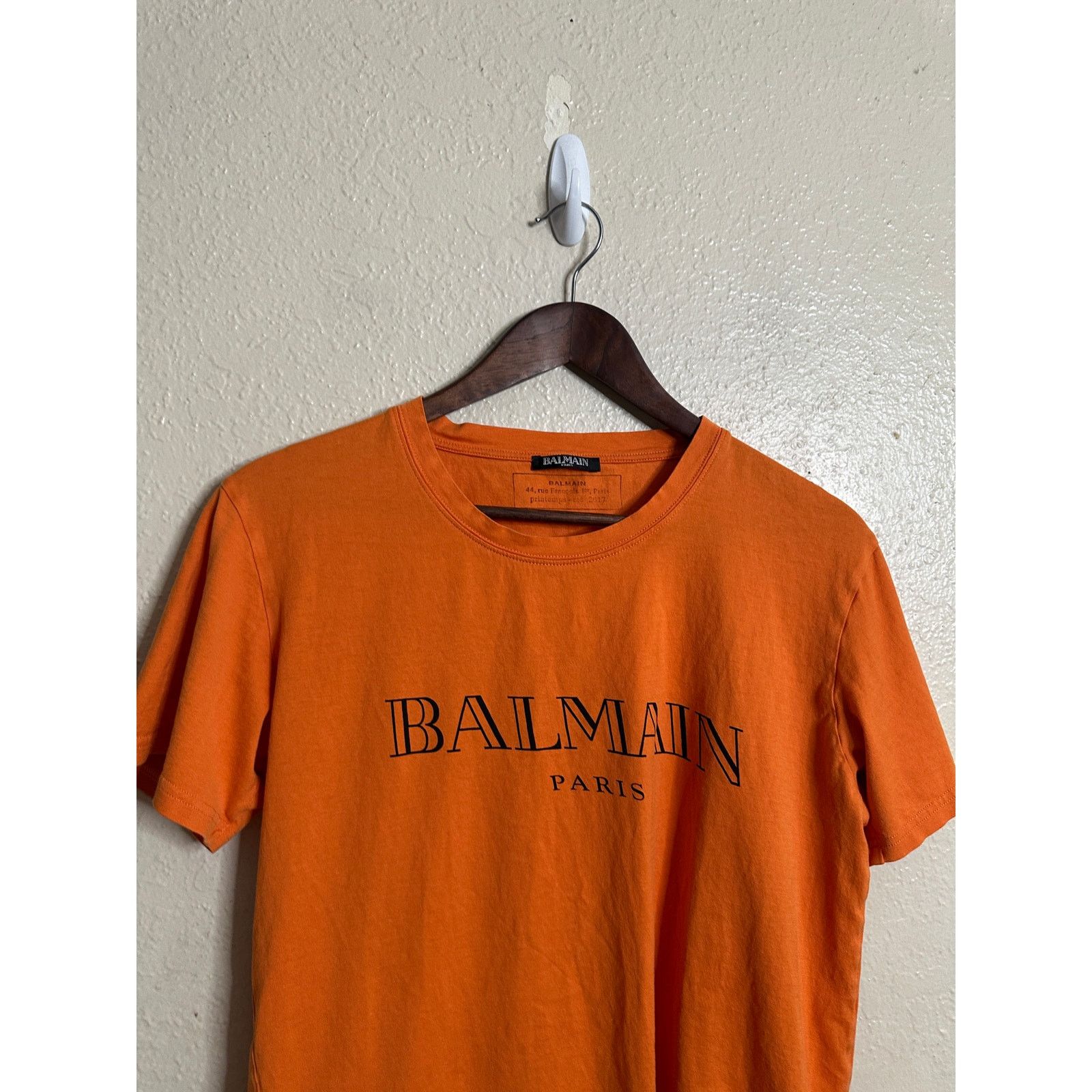 Balmain Balmain Paris ORange Cotton Logo T-shirt Mens Medium Size US M / EU 48-50 / 2 - 5 Thumbnail