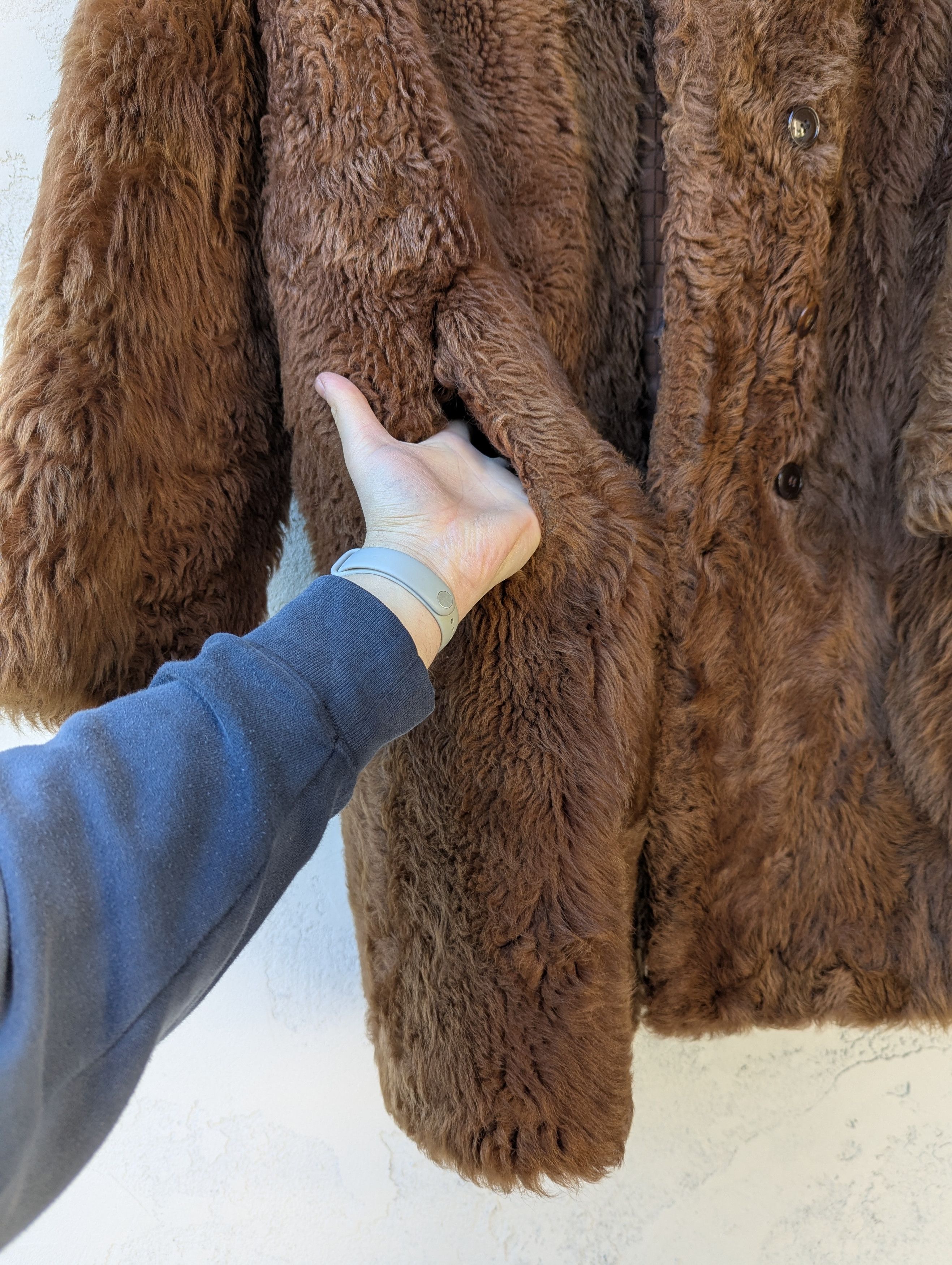 Vintage Women’s Long Brown Real Fur Coat L/XL