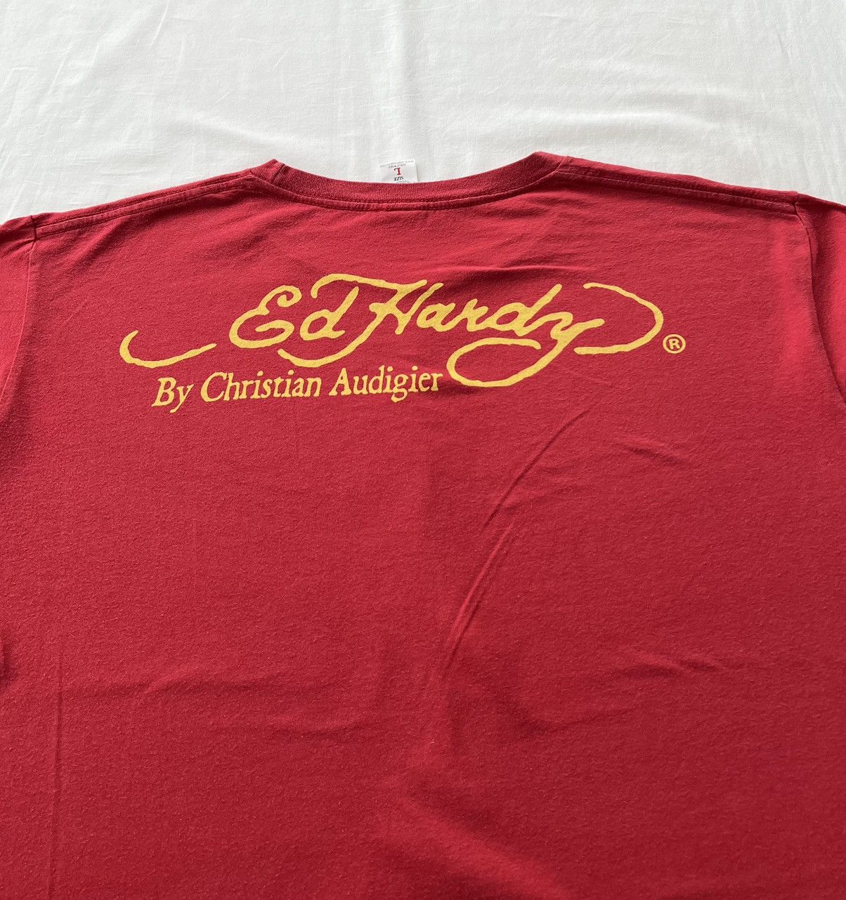 Ed Hardy Ed Hardy Christian Audigier Eagle Skull Y2k Red T-shirt Size US L / EU 52-54 / 3 - 12 Thumbnail