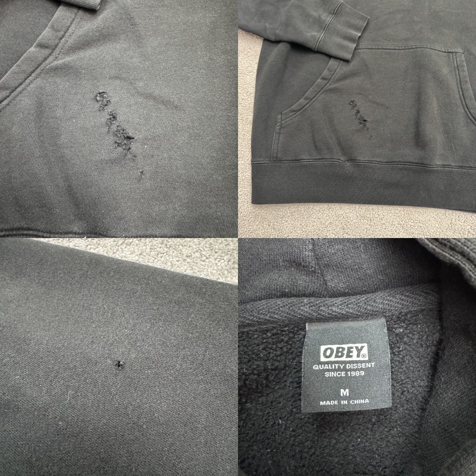 Obey OBEY Hoodie Mens M Black Cotton Polyester Graphic Pullover Sweatshirt Hooded Logo All Seasons Winter Spring Fall Regular Fit Size US M / EU 48-50 / 2 - 8 Thumbnail