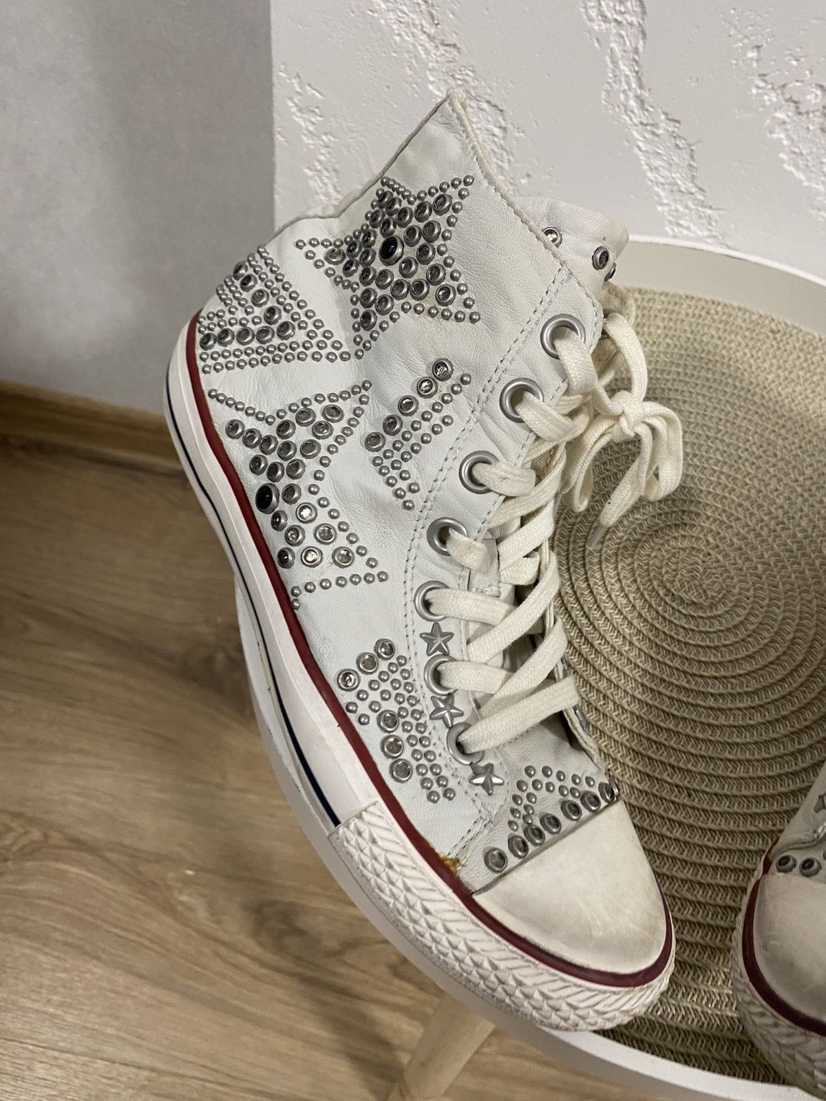 ASH Ash Victim White Leather Studded High Top Punk Goth Shoes 38 Size US 8 / IT 38 - 2 Thumbnail