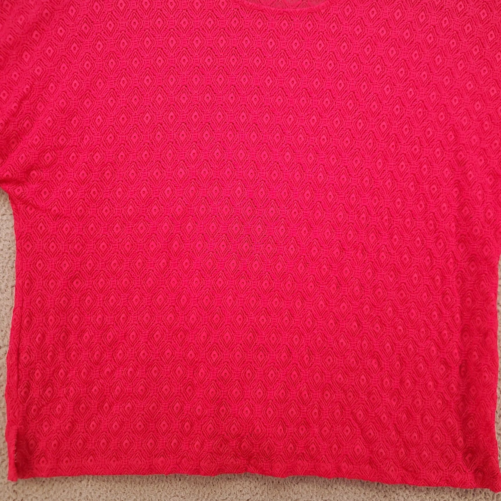 Vintage Catherines Maggie Barnes Blouse Top Women 2X Lace Sheer Crochet 22W 24W Pink Nylon Spandex Rayon Lace Crochet Accents Size XXL / US 16-18 / IT 52-54 - 4 Thumbnail
