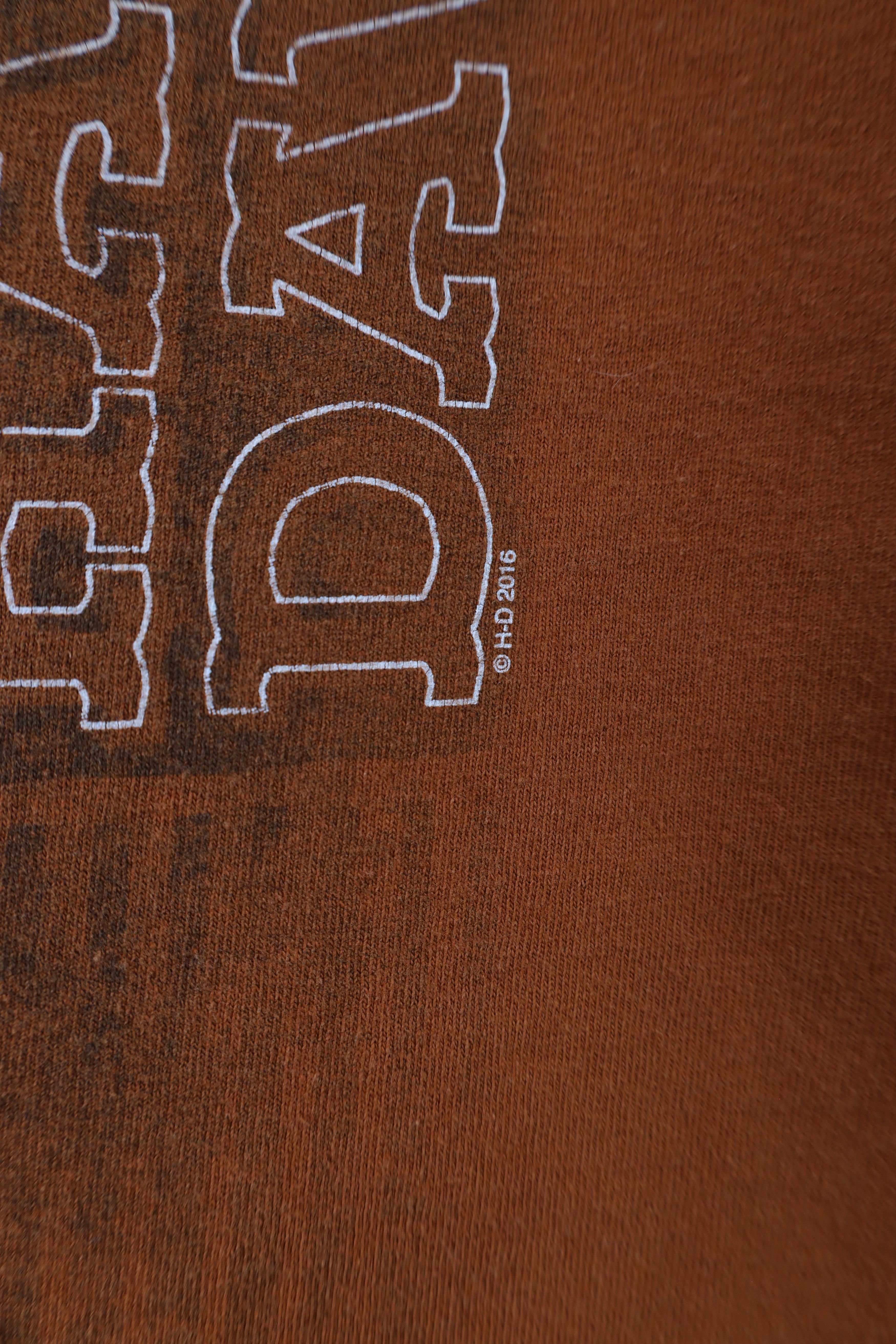 Harley Davidson × Vintage Vintage Y2K Harley Davidson Spell Out Eagle T-Shirt Orange Size US XL / EU 56 / 4 - 6 Thumbnail