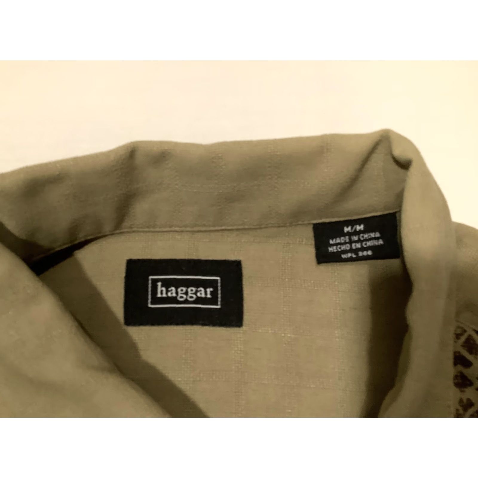 Haggar Haggar Shirt Mens M Beige Silk Geometric Panel Short Sleeve Button Front Size US M / EU 48-50 / 2 - 5 Thumbnail
