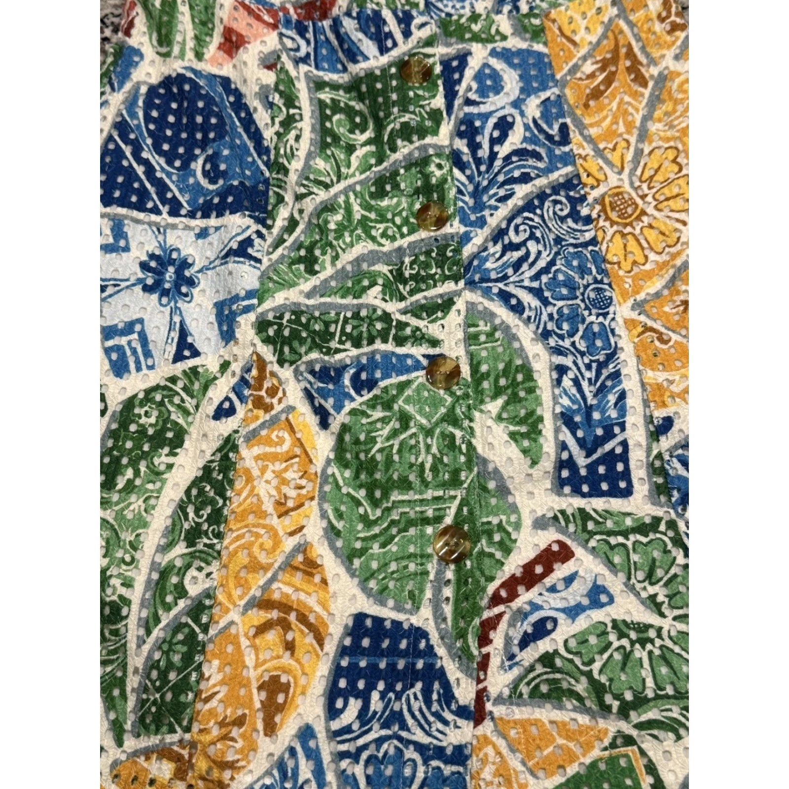 Farm Rio Farm Rio Women’s Tropical Tile Dress XS Travel Multicolor A-Line Midi Vacation Womens Size XS / US 0-2 / IT 36-38 - 6 Thumbnail