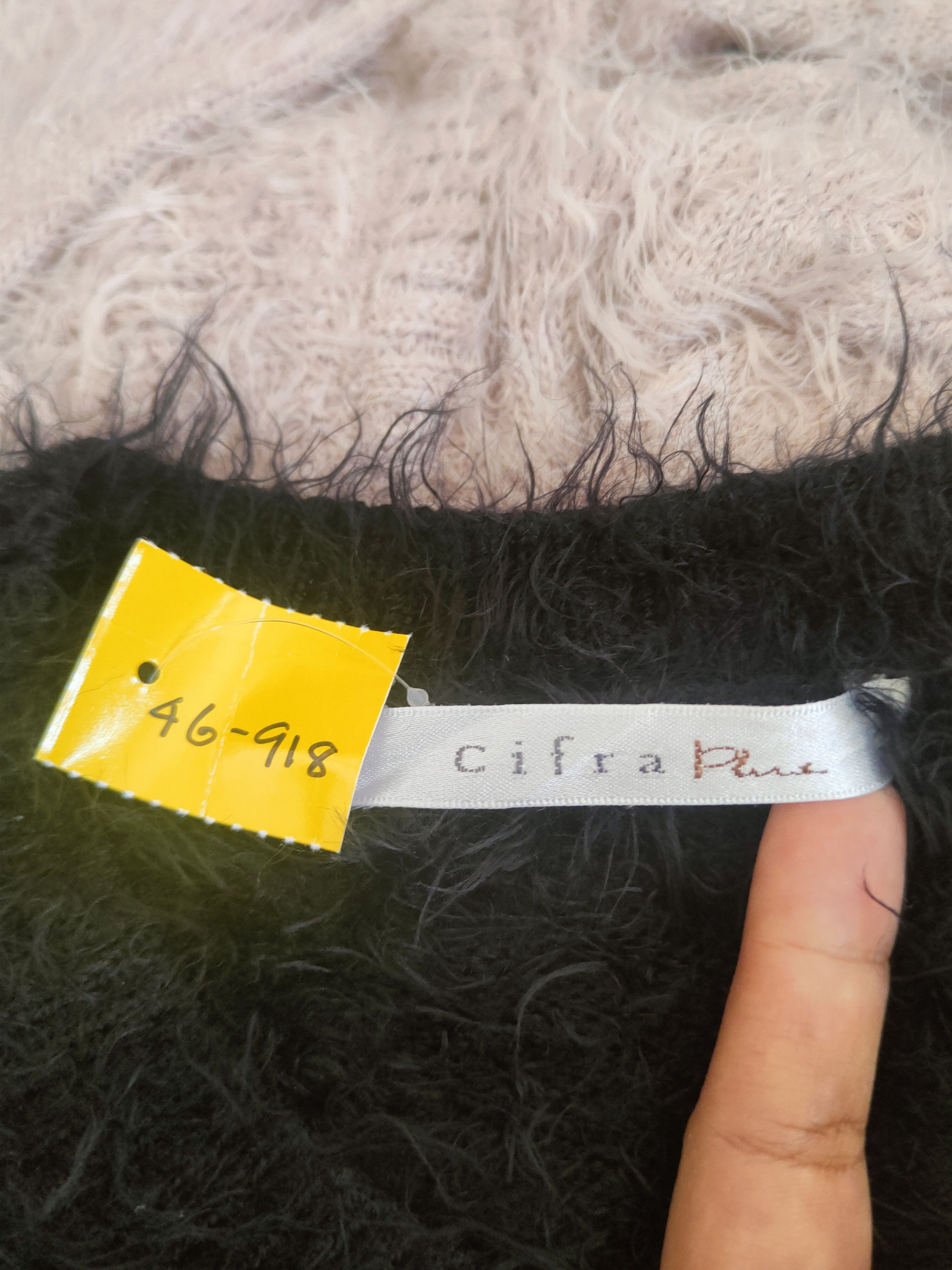 Japanese Brand DL Cifra Plus Black White Fur Mohair Knitwear #46-918 Size S / US 4 / IT 40 - 12 Thumbnail