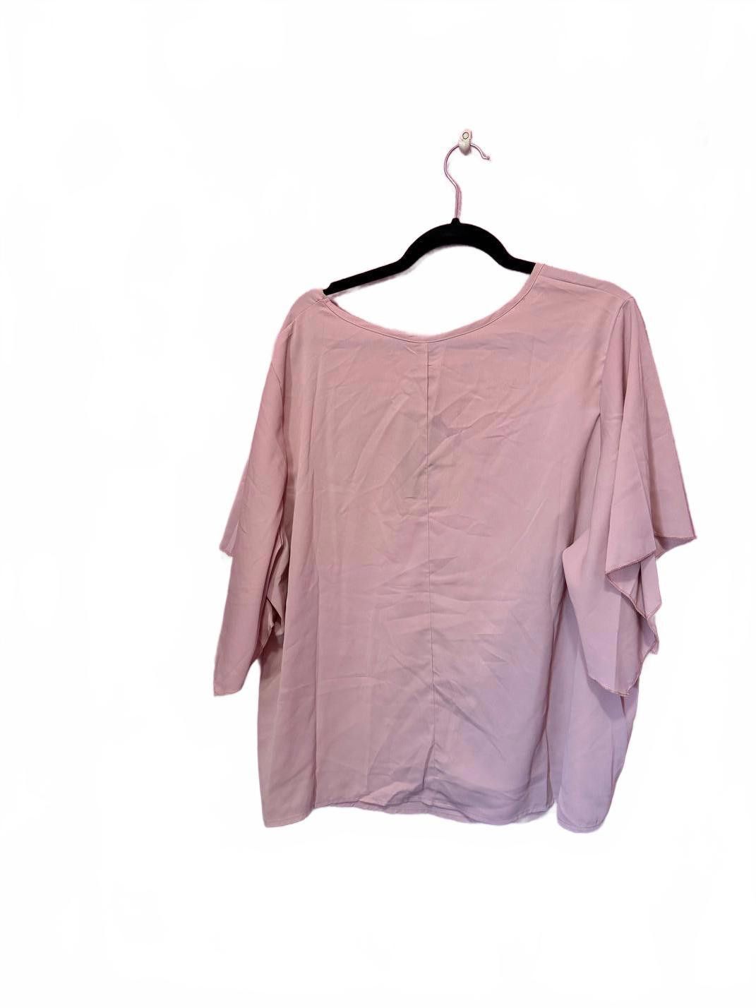 Designer Chic Pink V-Neck Blouse Size 4XL / US 24-26 - 3 Thumbnail
