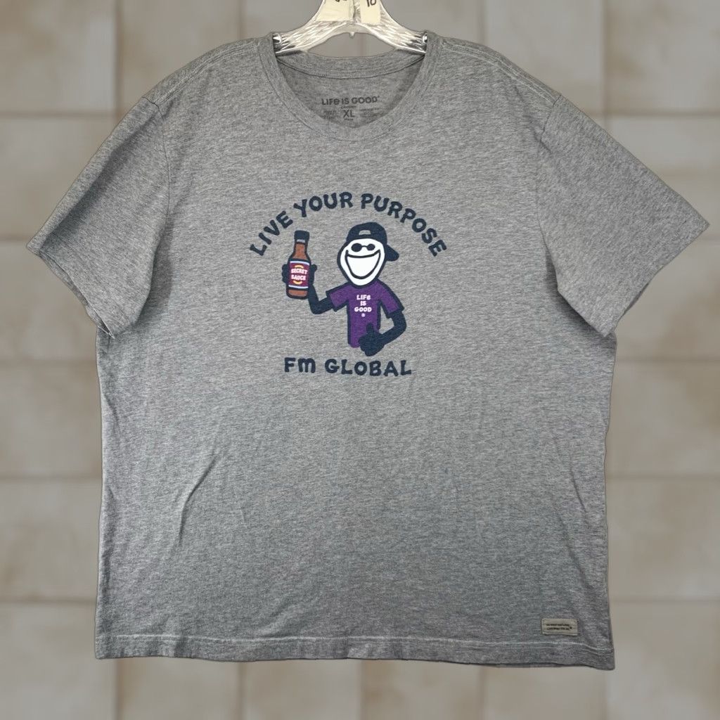 Life is Good VINTAGE Life is Good Mens XL Gray Graphic T-Shirt Short Sleeve Casual Activewear Pullover Logo Size US XL / EU 56 / 4 - 1 Thumbnail