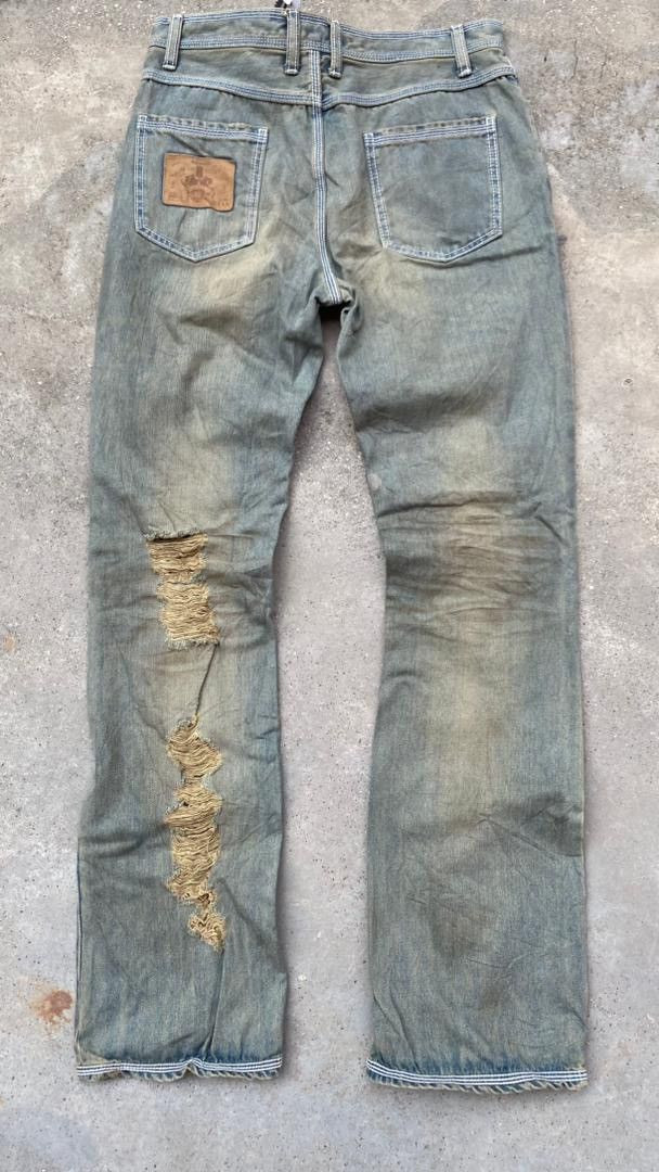 Japanese Brand × Vintage BNWT Japanese distressed denim off the neige Size US 32 / EU 48 - 2 Thumbnail