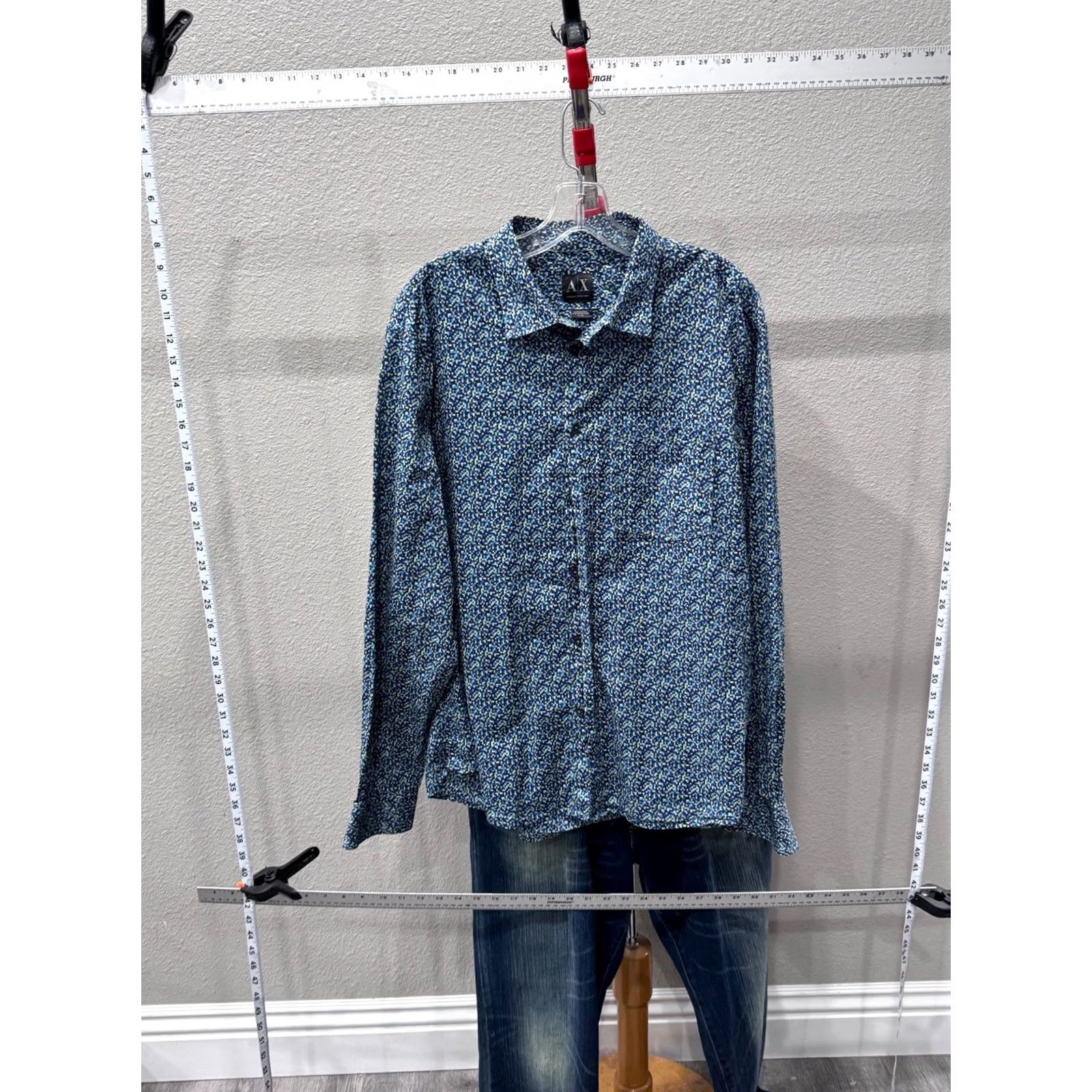 Armani Armani Shirt Mens XL Exchange Blue Yellow Psychedelic LONG SLEEVE Size US XL / EU 56 / 4 - 3 Thumbnail