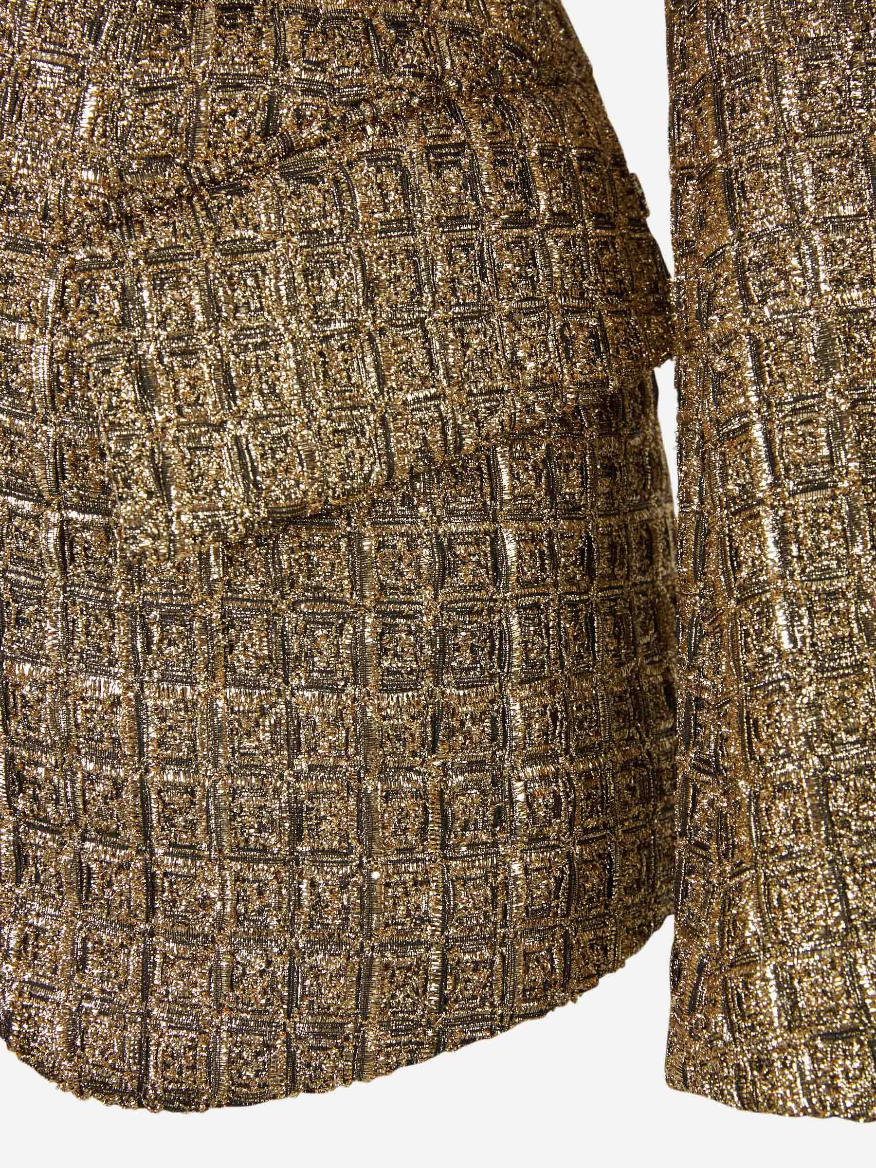 Tom Ford o1w1db10525 GI2975 Textured Metallic Blazer in Gold Size XS / US 0-2 / IT 36-38 - 4 Thumbnail
