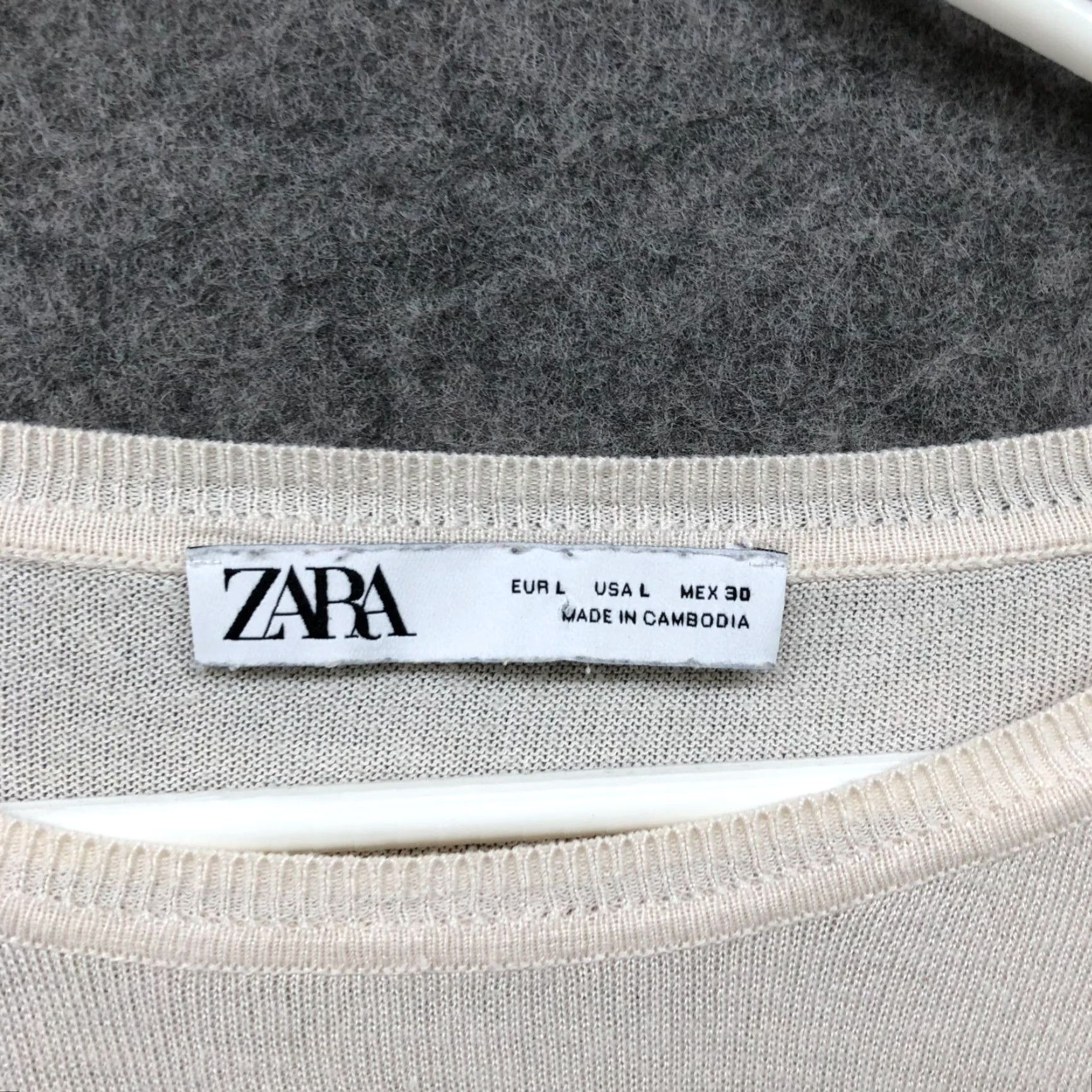 Zara VINTAGE Zara Knit Sweater Women L Ivory Navy Striped Crewneck Casual Pullover Lightweight Size L / US 10 / IT 46 - 5 Thumbnail