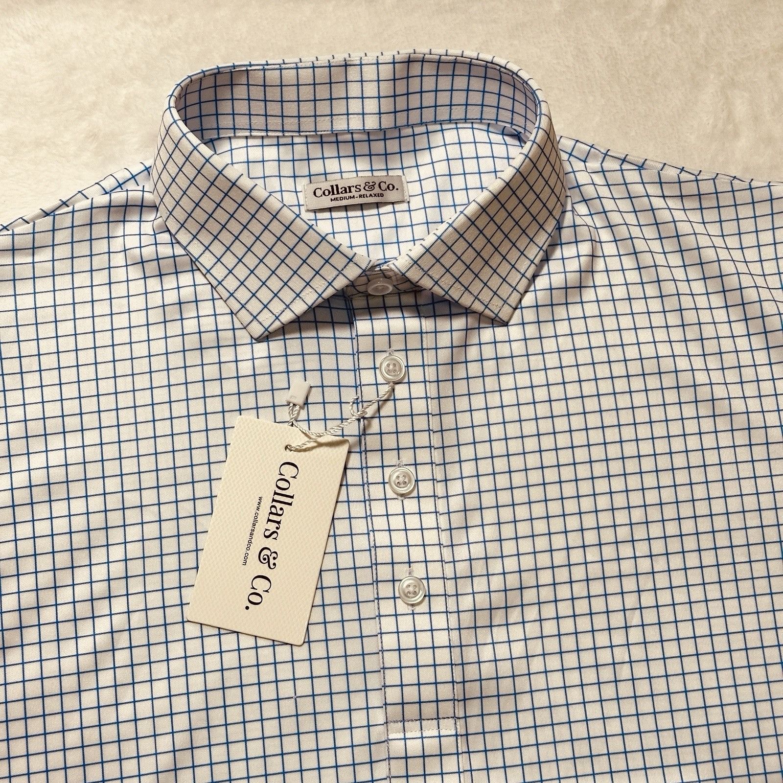 Other Collars & Co. The Original Dress Polo Sz M Relaxed Blue-Grid Size US M / EU 48-50 / 2 - 4 Thumbnail