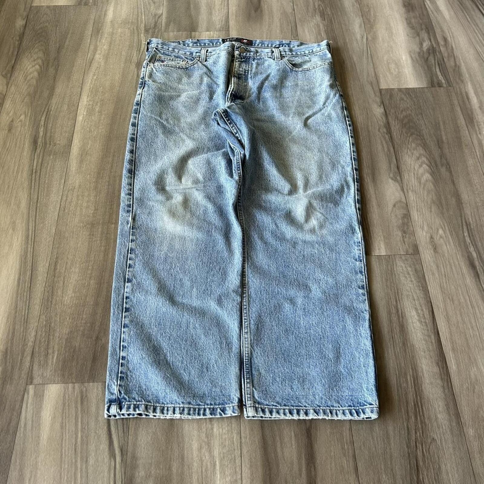 Izod Vintage Light Wash Baggy blue denim jeans wide leg 40/30 Size US 40 / EU 56 - 2 Thumbnail