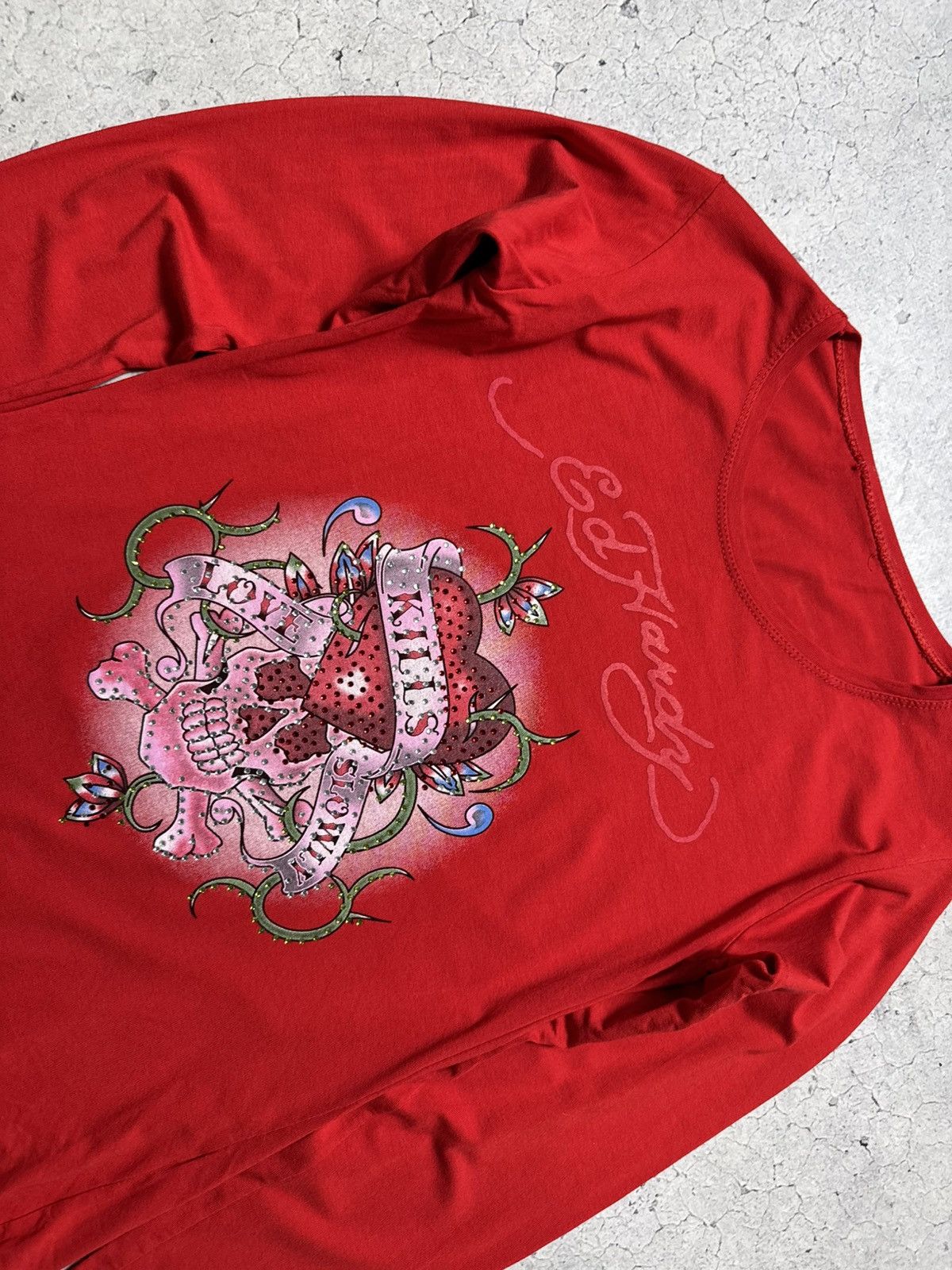 Ed Hardy Ed Hardy Women’s Long Sleeve Big Logo Skull Y2K Size S / US 4 / IT 40 - 4 Thumbnail
