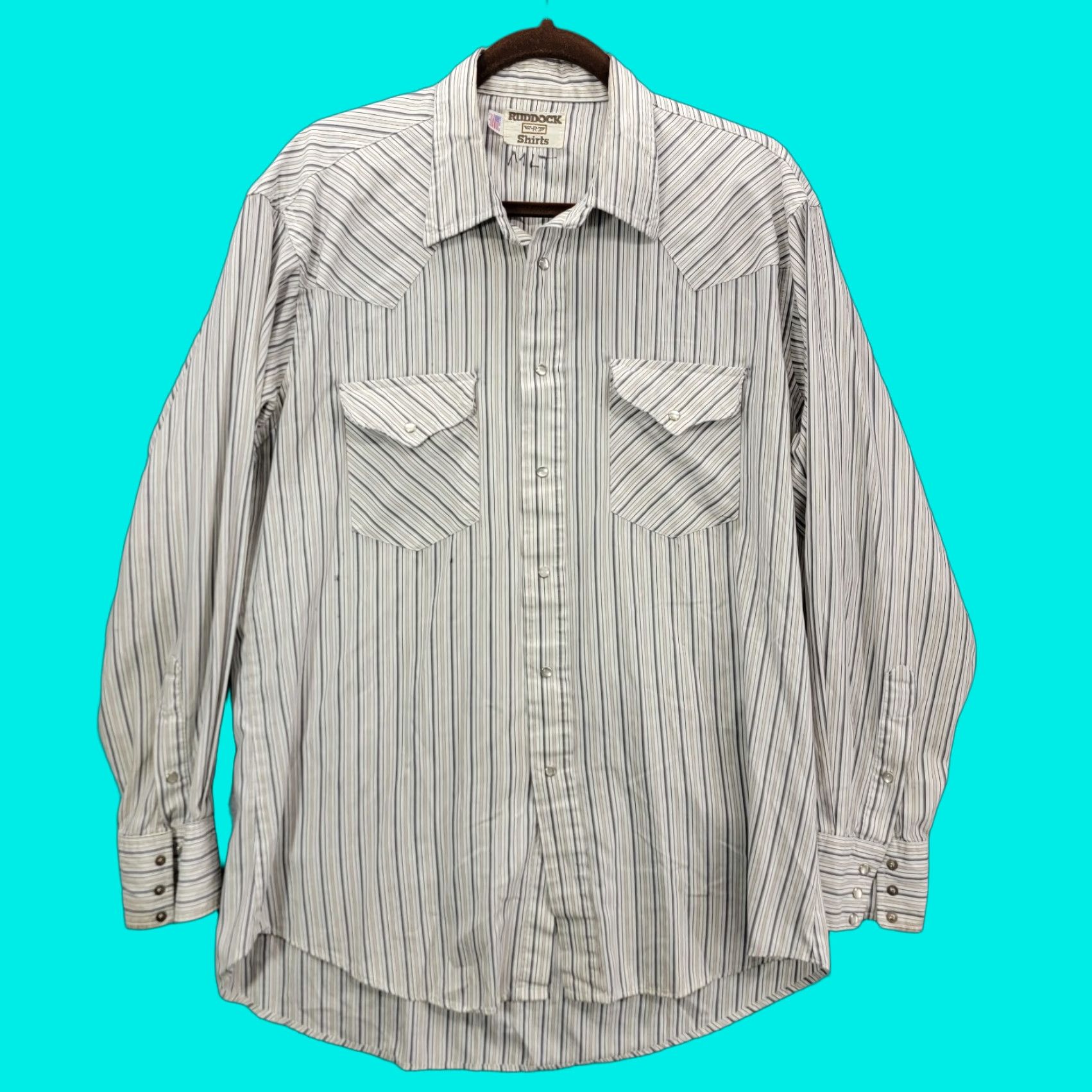 Vintage VINTAGE Ruddock Shirt Adult Large Blue USA Pearl Snap Flying R Cowboy Rodeo Size US L / EU 52-54 / 3 - 1 Thumbnail