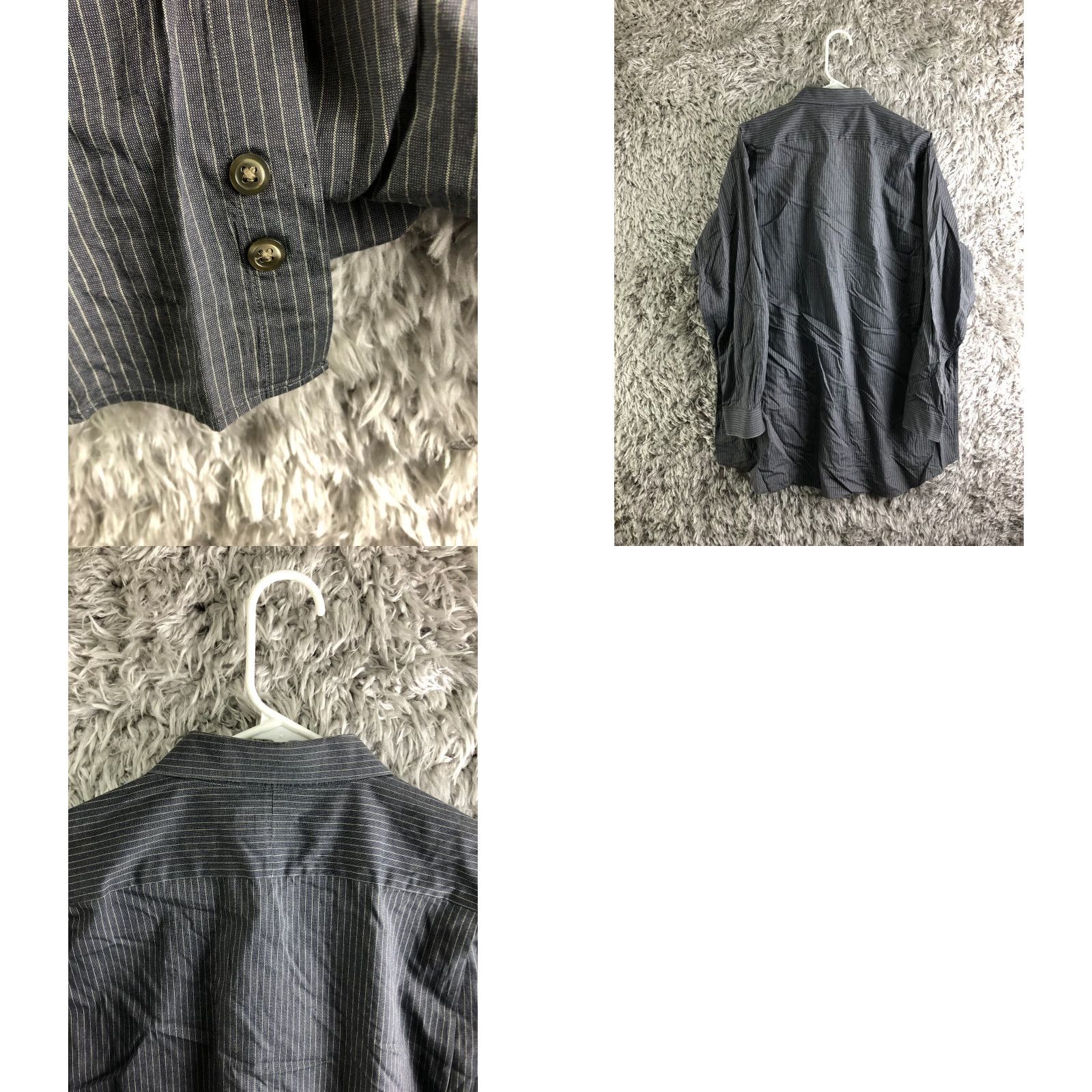 Vintage Paul Fredrick Shirt Size 18 34 Mens Gray Striped Long Sleeve Spread Collar Shirt Size US XXL / EU 58 / 5 - 8 Thumbnail
