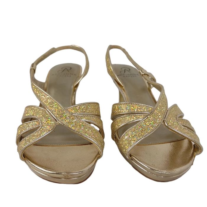 Adrianna Papell ADRIANNA PAPELL Nora Gold Glitter Strappy Sandal Heels ...