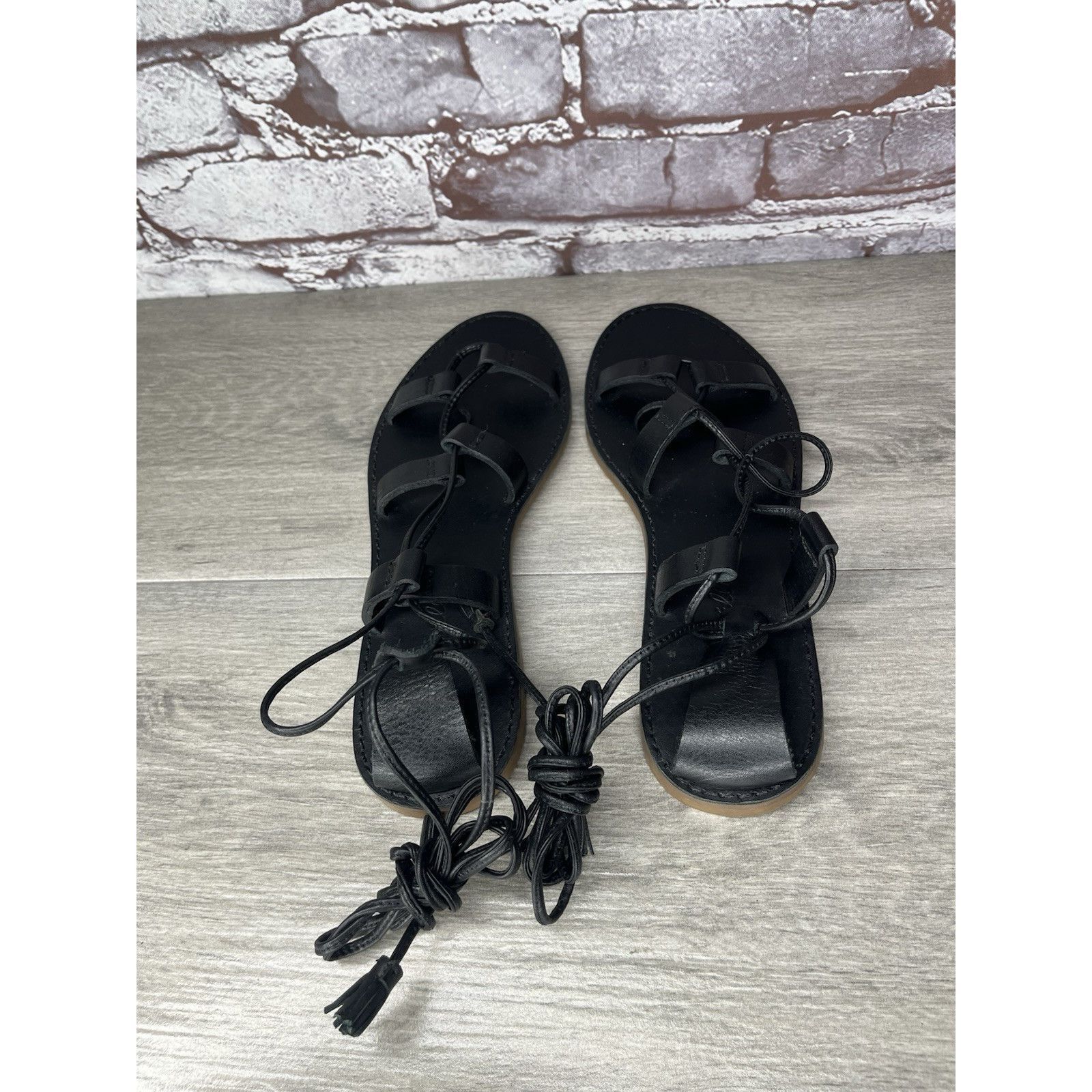 Madewell Madewell Boardwalk Black Leather Gladiator Lace Up Sandals W Size US 8 / IT 38 - 6 Thumbnail