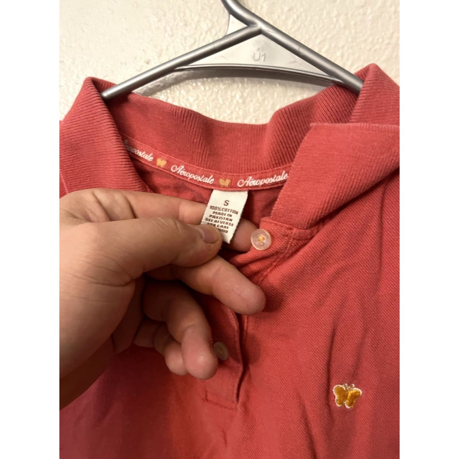 Aeropostale Aeropostale Polo Shirt Womens Salmon Short Sleeve - Size S Solid Vintage-Style Pink Shirt Womens Small Polo Size S / US 4 / IT 40 - 3 Thumbnail