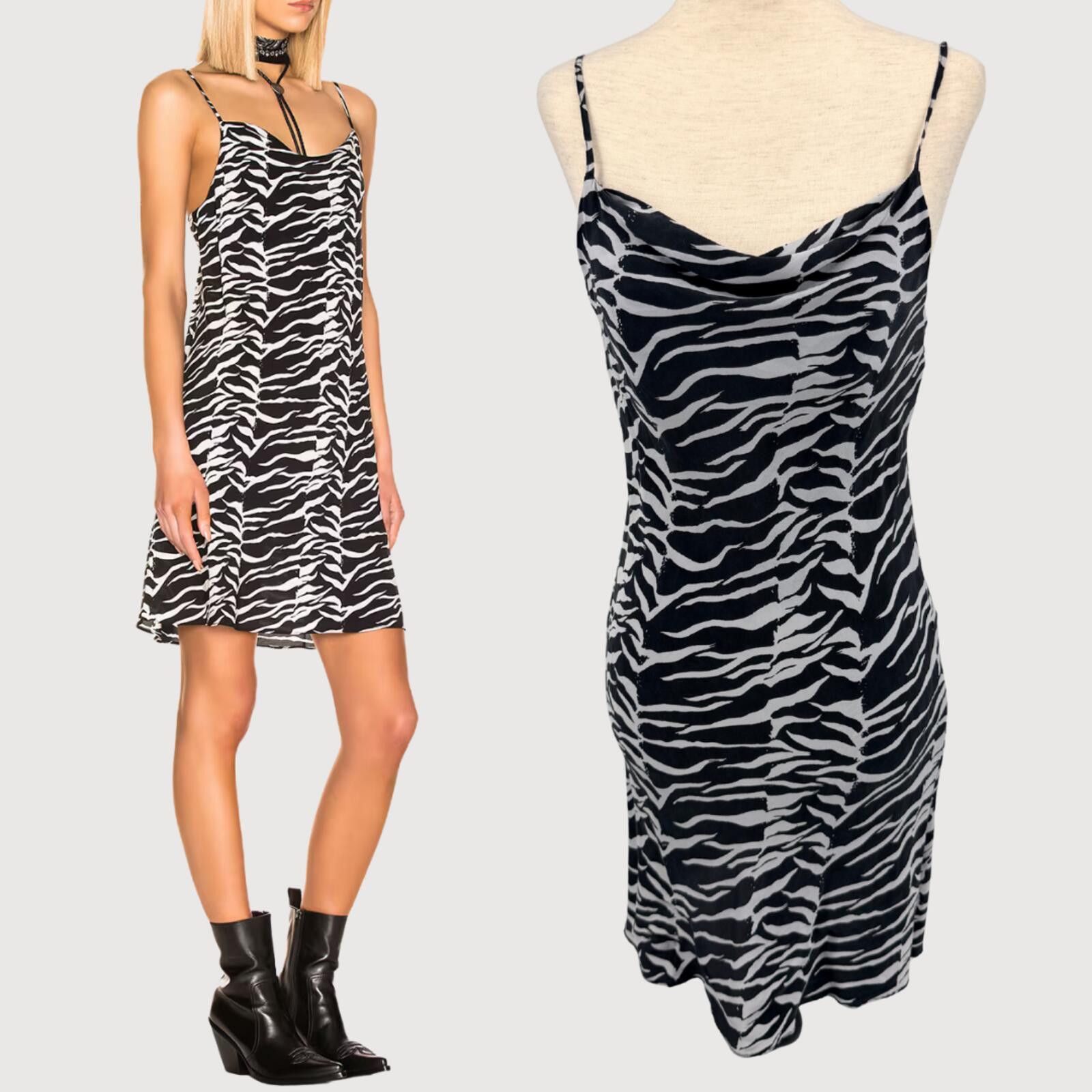 Farm Rio Rixo Twiggy Silk Zebra Print Slip Mini Dress XXS Size XXS / US 00 / IT 34 - 1 Thumbnail