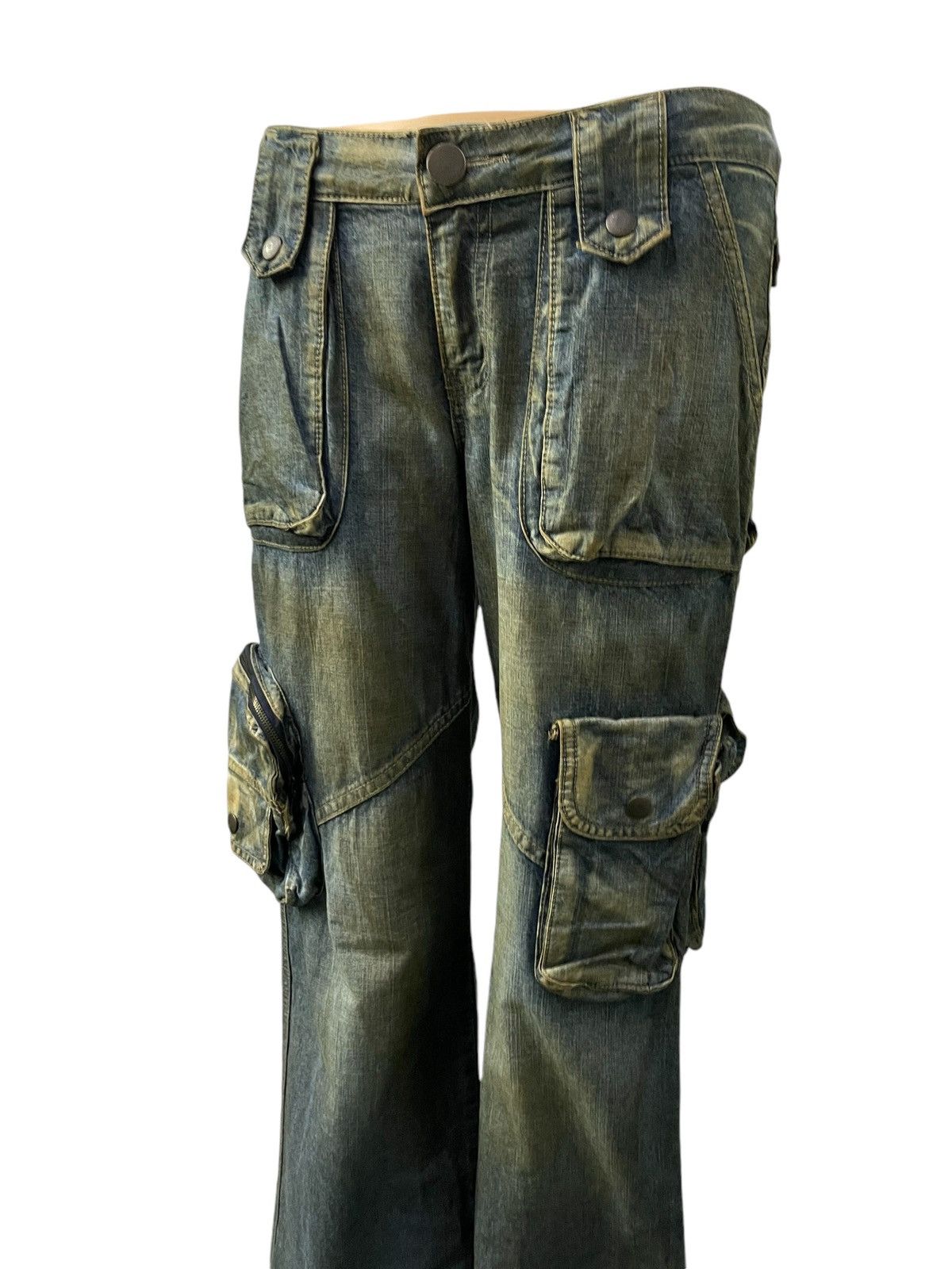 Hysteric Glamour × Japanese Brand × Le Grande Bleu (L.G.B.) Super Flared Authentic & Couture Mud Wash Multi Pocket Jeans Size US 30 / EU 46 - 4 Thumbnail