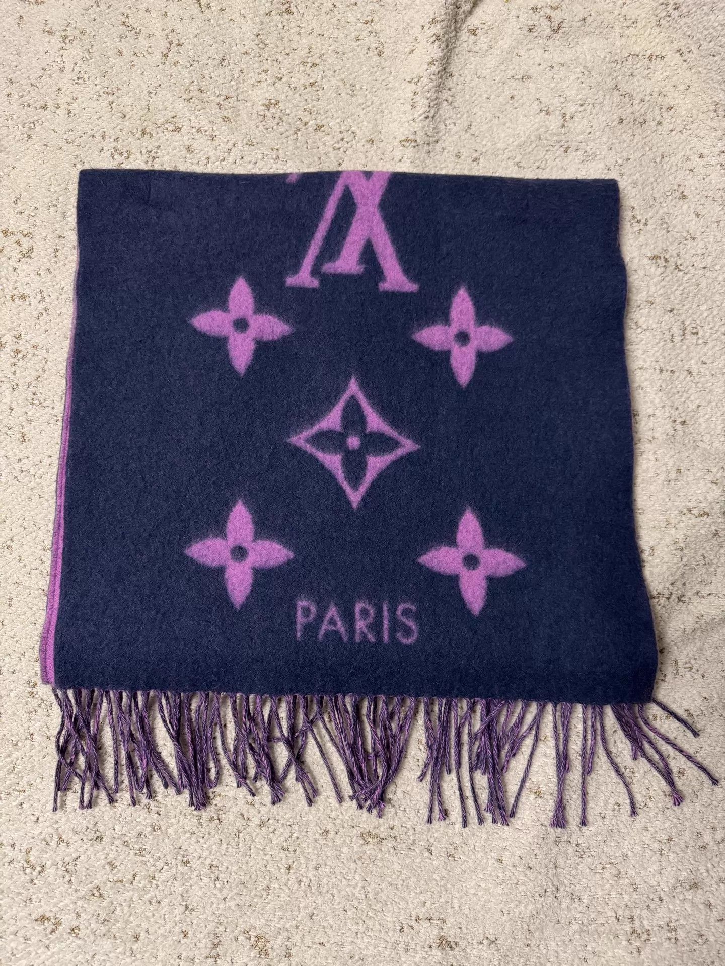Louis Vuitton LV Purple Cashmere Scarf Size ONE SIZE - 1 Thumbnail