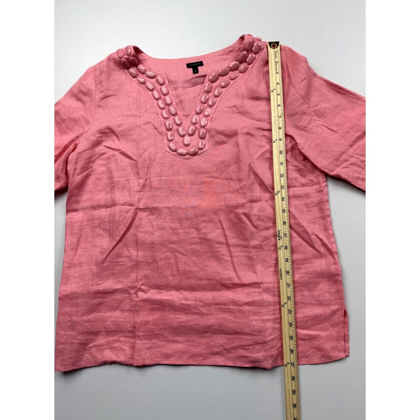 Talbots Talbots Womens Large Pink Beaded Tunic Top Size L / US 10 / IT 46 - 4 Thumbnail