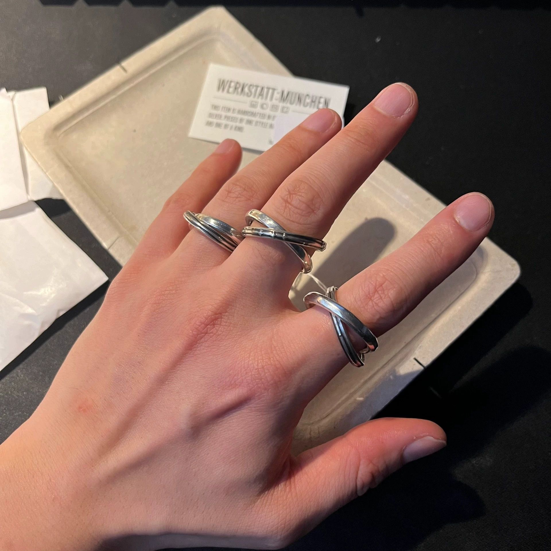 Werkstatt Munchen Werkstatt Munchen M1414 E.L. Cross Double Ring Engraved Size ONE SIZE - 5 Thumbnail