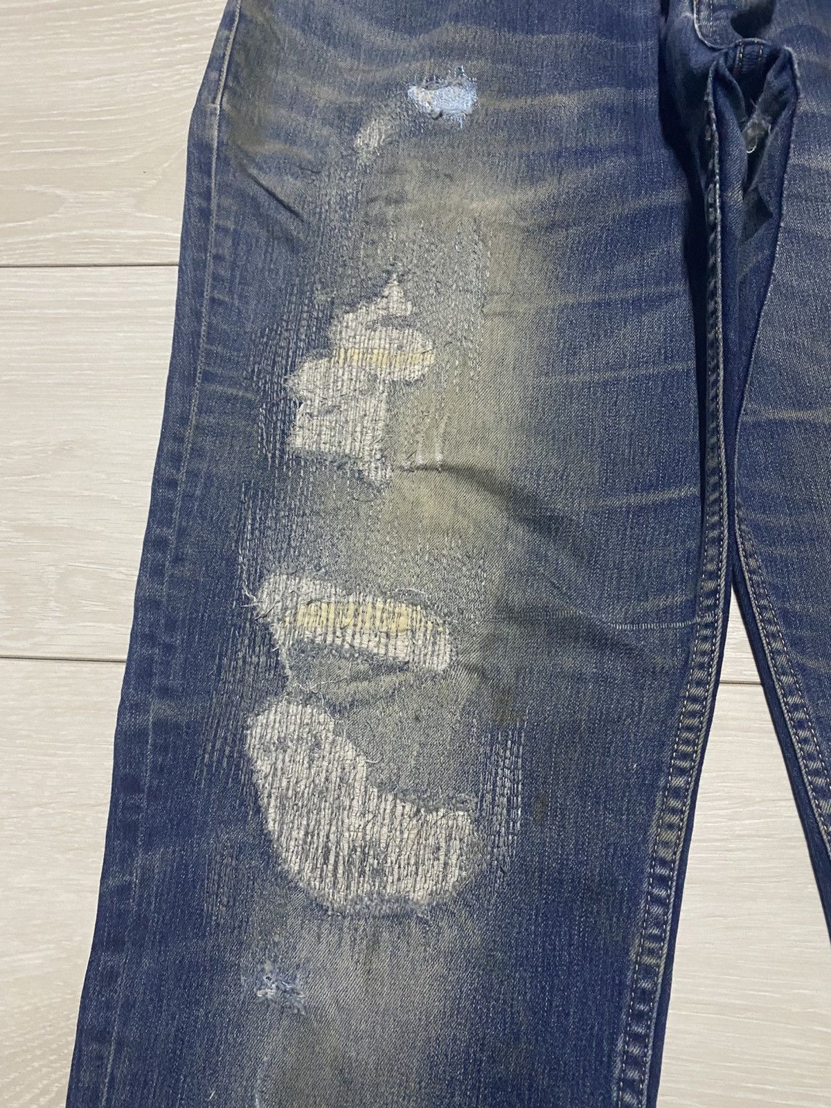 Japanese Brand Vintage Japanese Brand Repaired Style Distressed Slim Fit Size US 34 / EU 50 - 7 Thumbnail