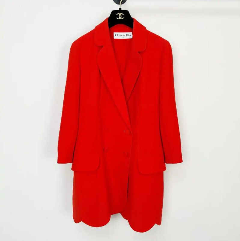 Dior Dior Red Wool Women's Coat for Spring and Autumn 0089 Size S / US 4 / IT 40 - 1 Thumbnail