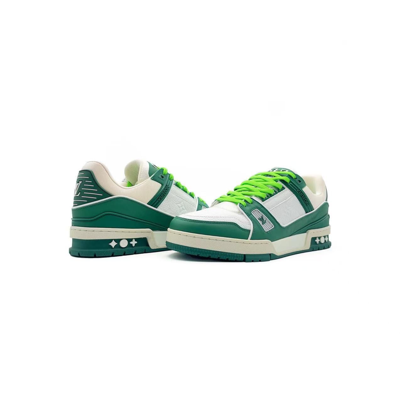Louis Vuitton Louis Vuitton Green & White Leather Trainer Sneakers Size US 9 / IT 39 - 4 Thumbnail