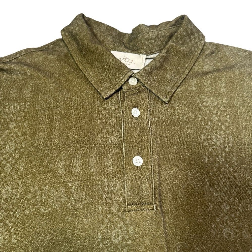 Altea NWT New Altea Paisley Khaki Cotton Polo Shirt Made In Italy Size US L / EU 52-54 / 3 - 4 Thumbnail