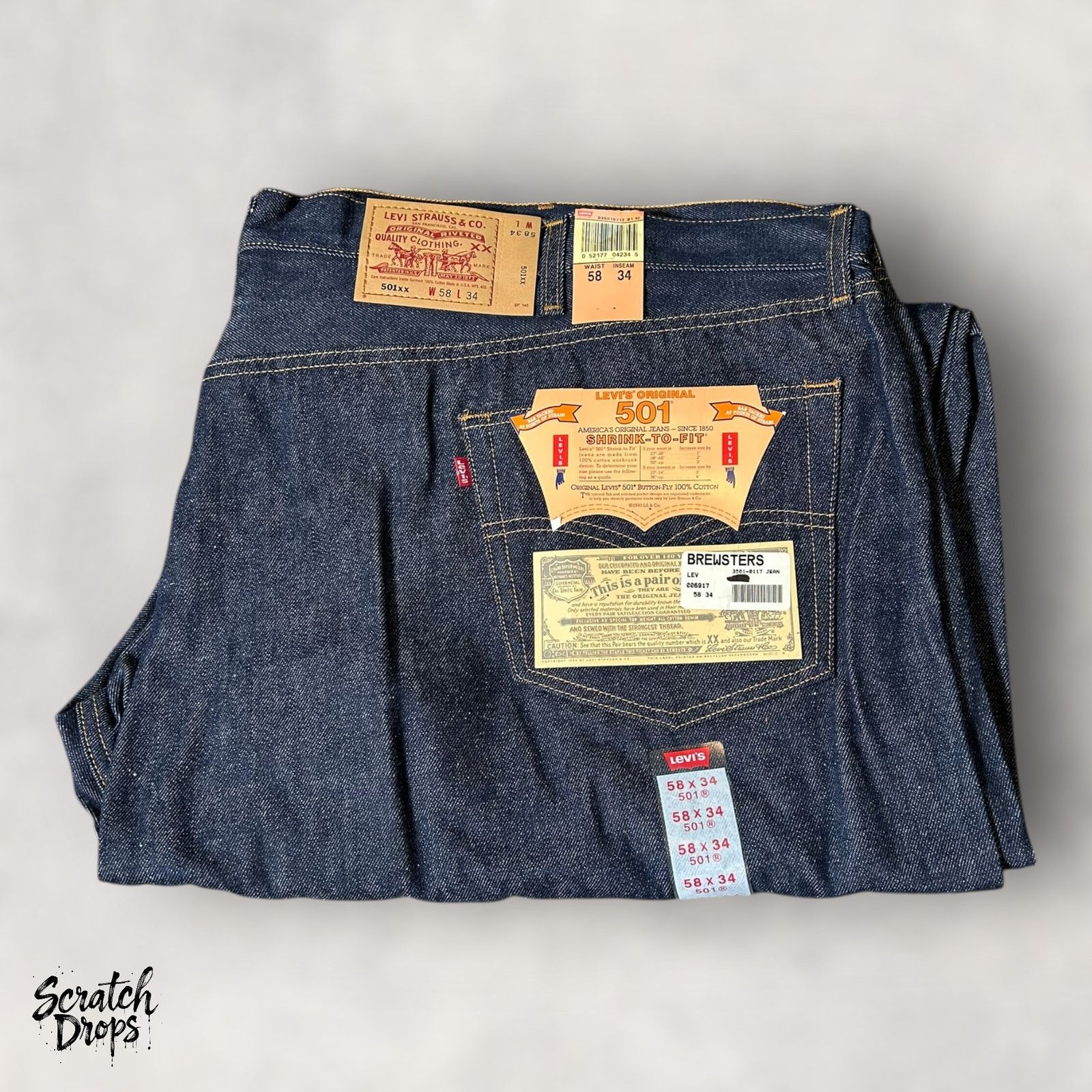 Vintage Levi’s 501xx Shrink-to-Fit Jeans USA W58 L34 501 NWT