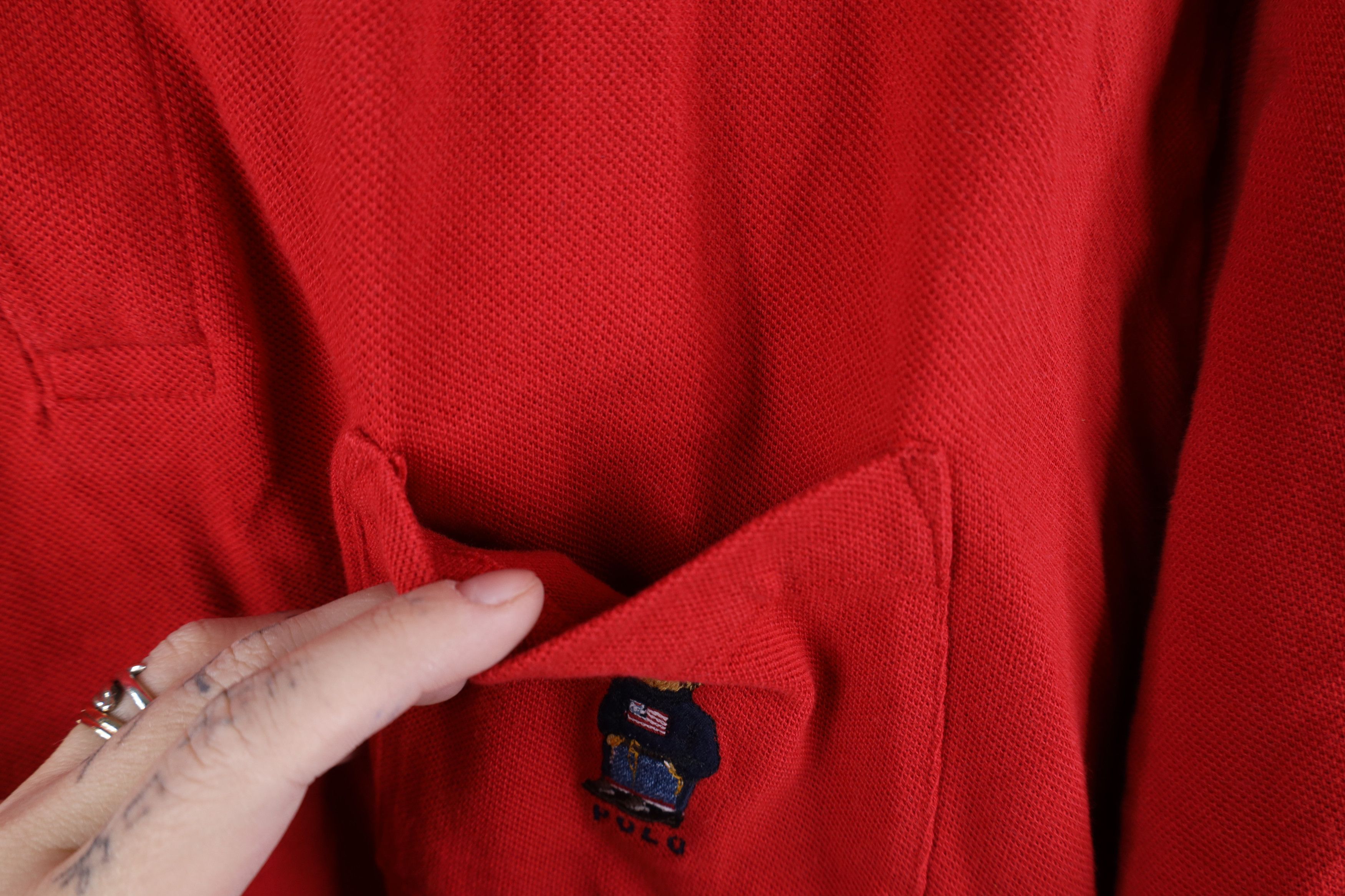 Ralph Lauren Vintage 90s Ralph Lauren Bear Collared Polo Shirt Red Cotton Size US XL / EU 56 / 4 - 5 Thumbnail