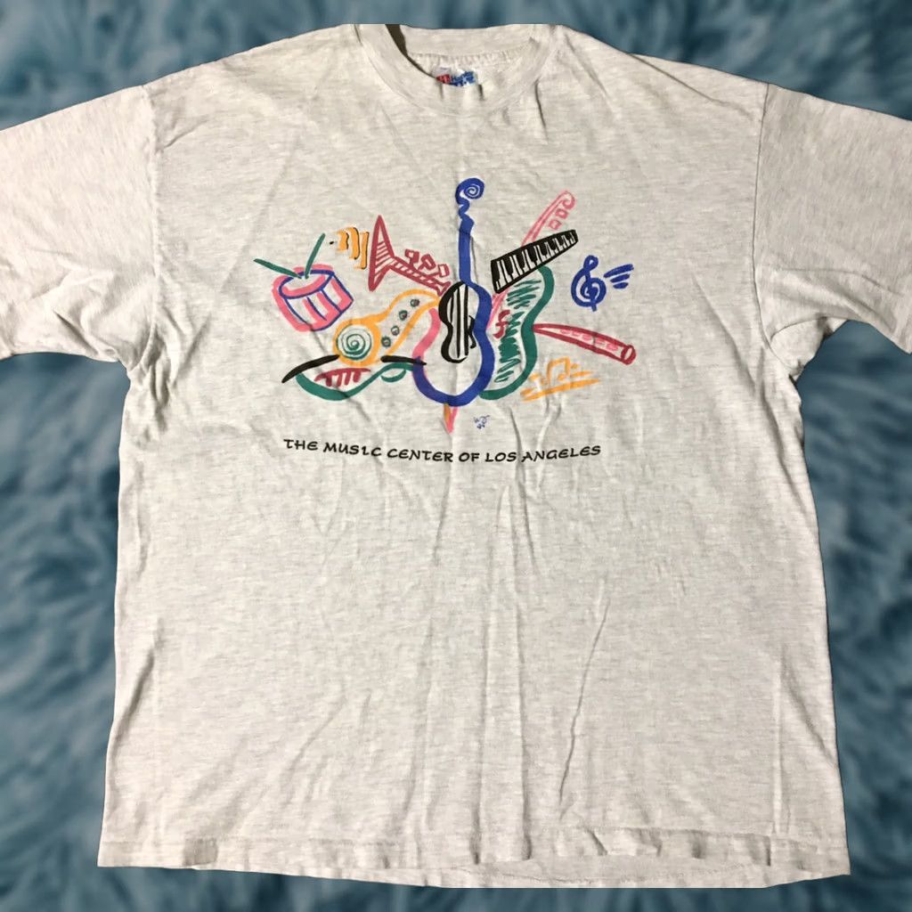 Hanes VINTAGE 90s Los Angeles Music Center Shirt XL Gray Hanes Regular Fit Short Sleeve Crew Neck Mens Art Opera Theater Single Stitch Logo 80s LA Size US XL / EU 56 / 4 - 1 Thumbnail