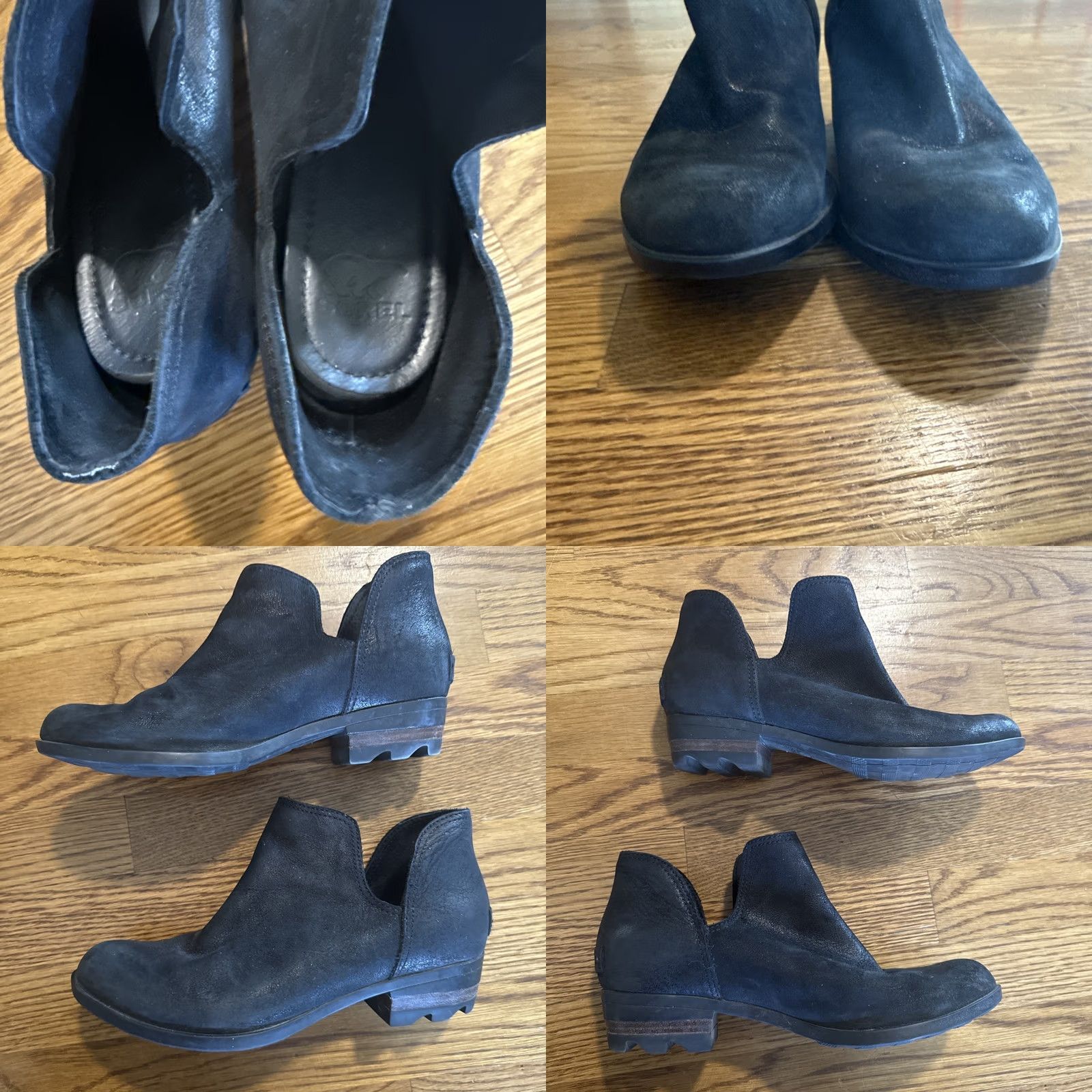 SOREL Sorel Lolla Bootie Boots Size 8 Black Distressed Suede Low Heel Womens Cutout Ankle Bootie Booties Leather Insole Rubber Outsole Size US 8 / IT 38 - 8 Thumbnail
