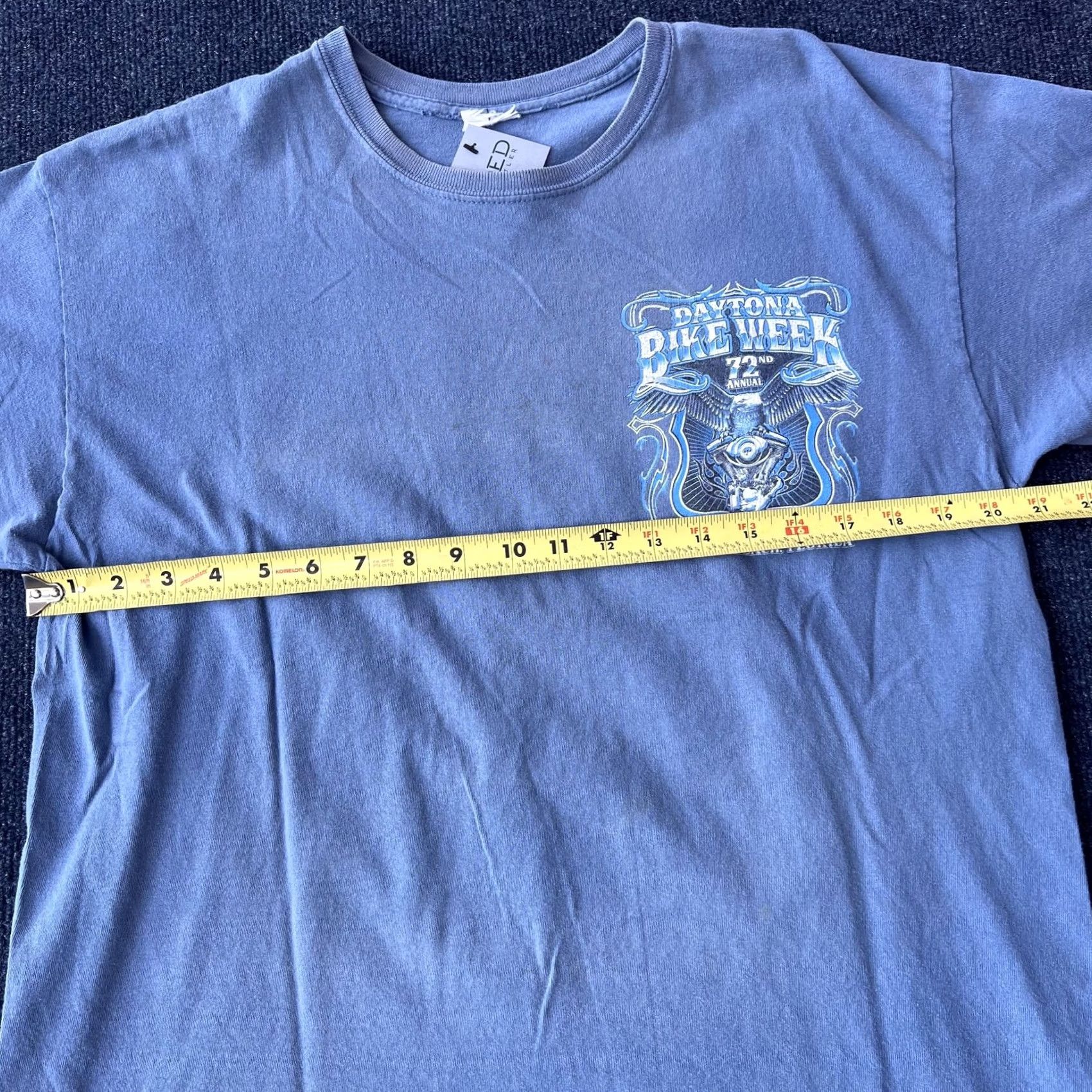 Ed Hardy VINTAGE Daytona Bike Week Shirt Mens L Blue 2013 72nd Annual Biker Motorcycle Event Eagle Graphic Print T-Shirt Ed Hardy Crew Neck Short Sleeve Cotton Size US L / EU 52-54 / 3 - 7 Thumbnail
