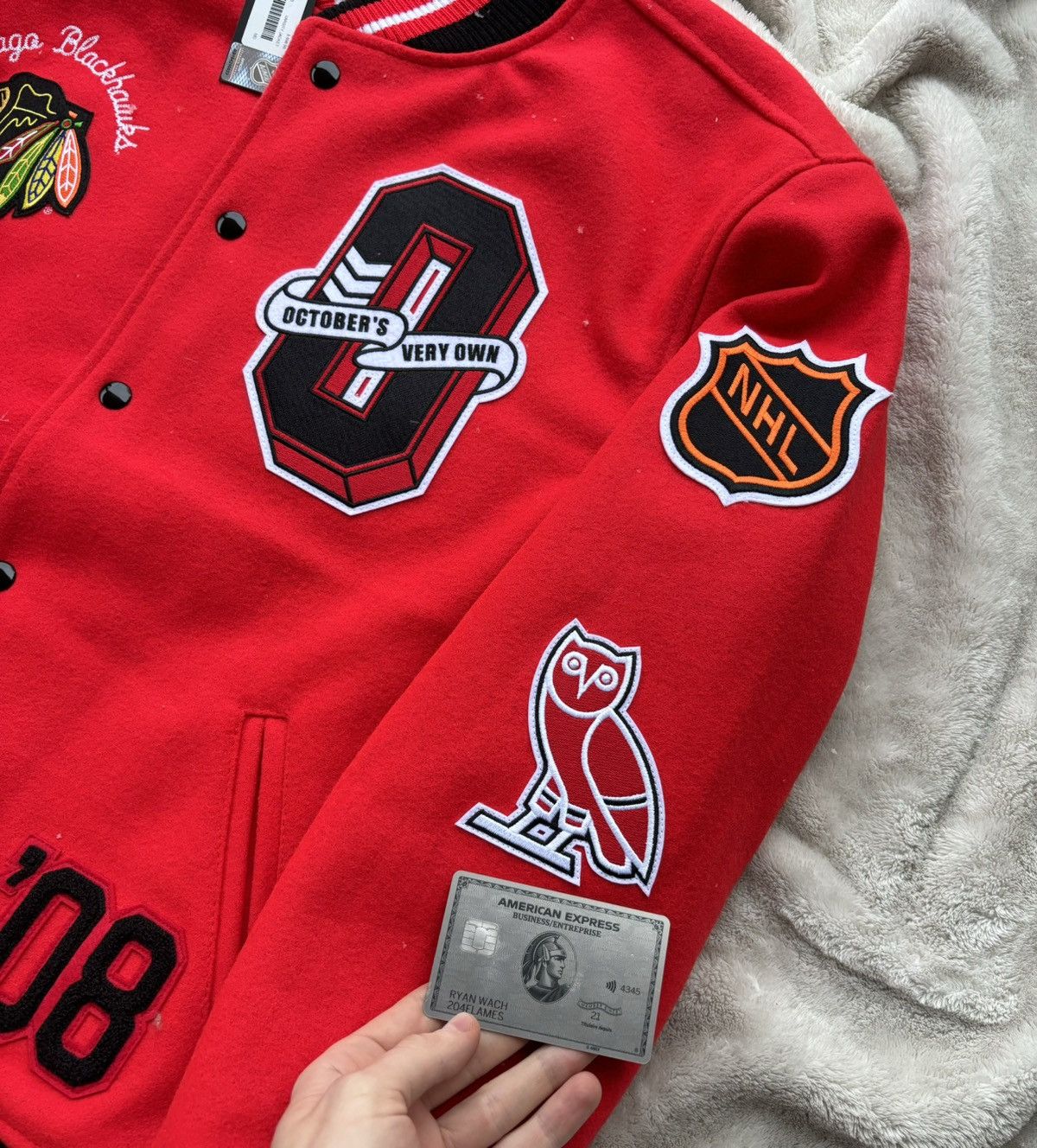 October's Very Own OVO x NHL Chicago Blackhawks Varsity Jacket Size US L / EU 52-54 / 3 - 2 Thumbnail