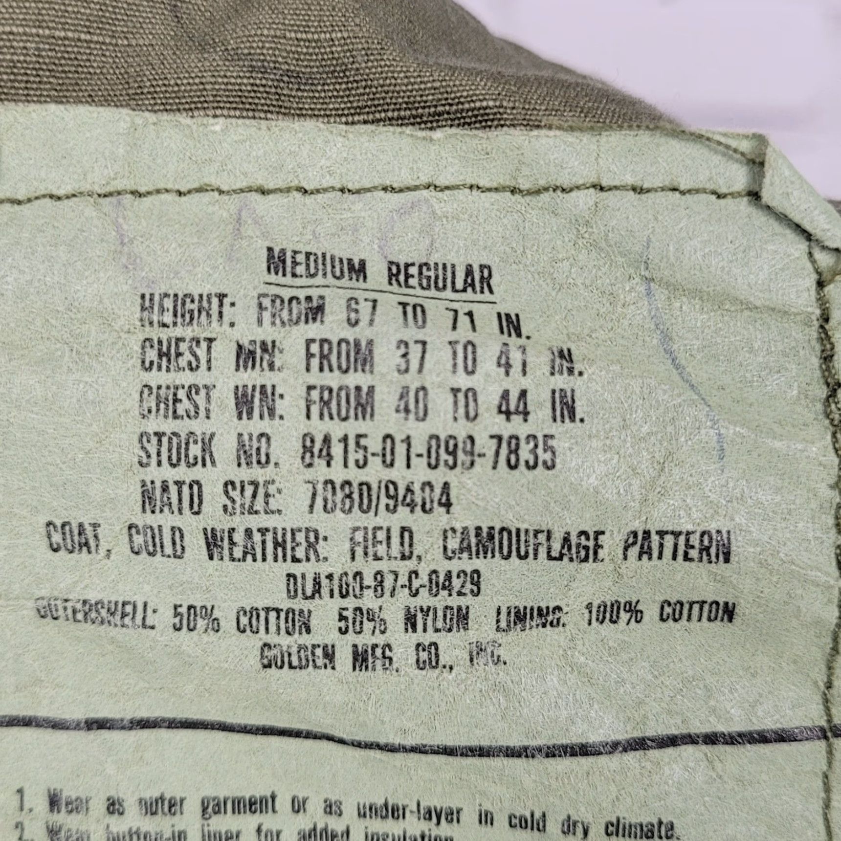 Vintage US Army Jacket Field Camo Cold Weather Zip Snap Military Medium M Size US M / EU 48-50 / 2 - 3 Thumbnail