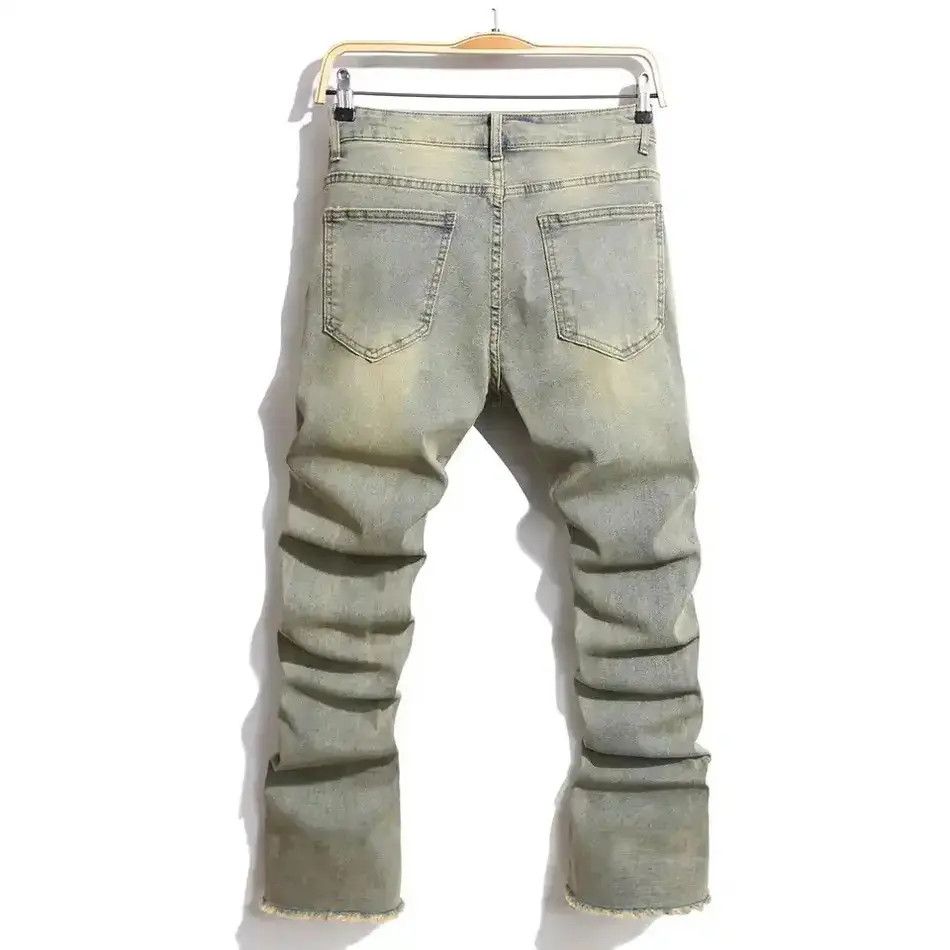 Japanese Brand Streetwear Retro Style Men Ripped Spliced Slim Jeans Size US 32 / EU 48 - 2 Thumbnail